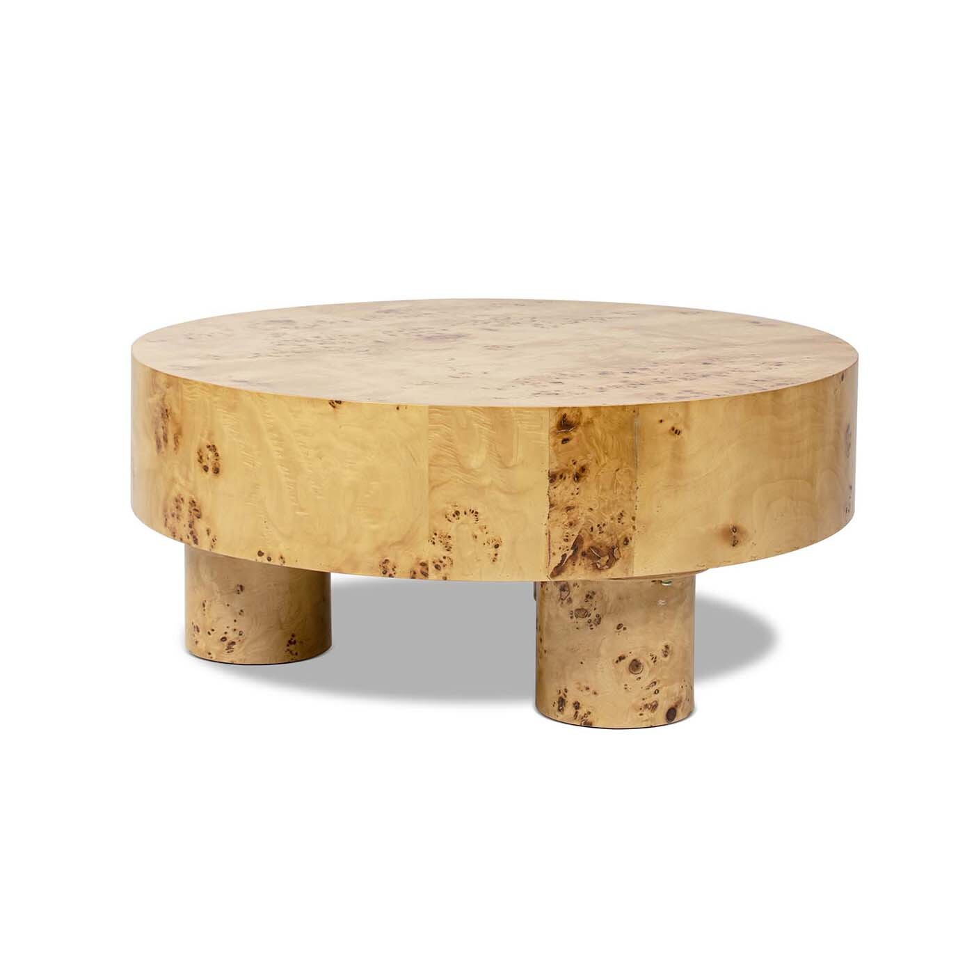 Nebula Round Pillar Leg Coffee Table, Warm Natural Brown