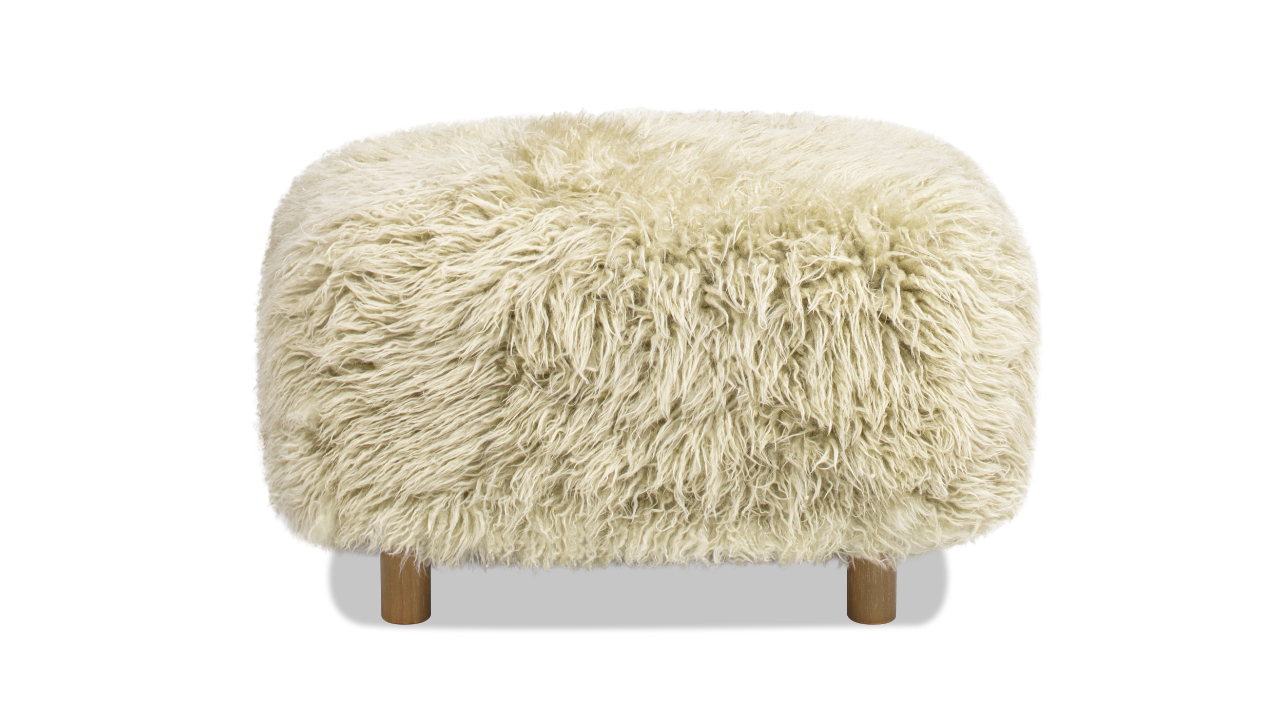 Enchante Mongolian Sheepskin Rectangular Accent Ottoman, Taupe Beige
