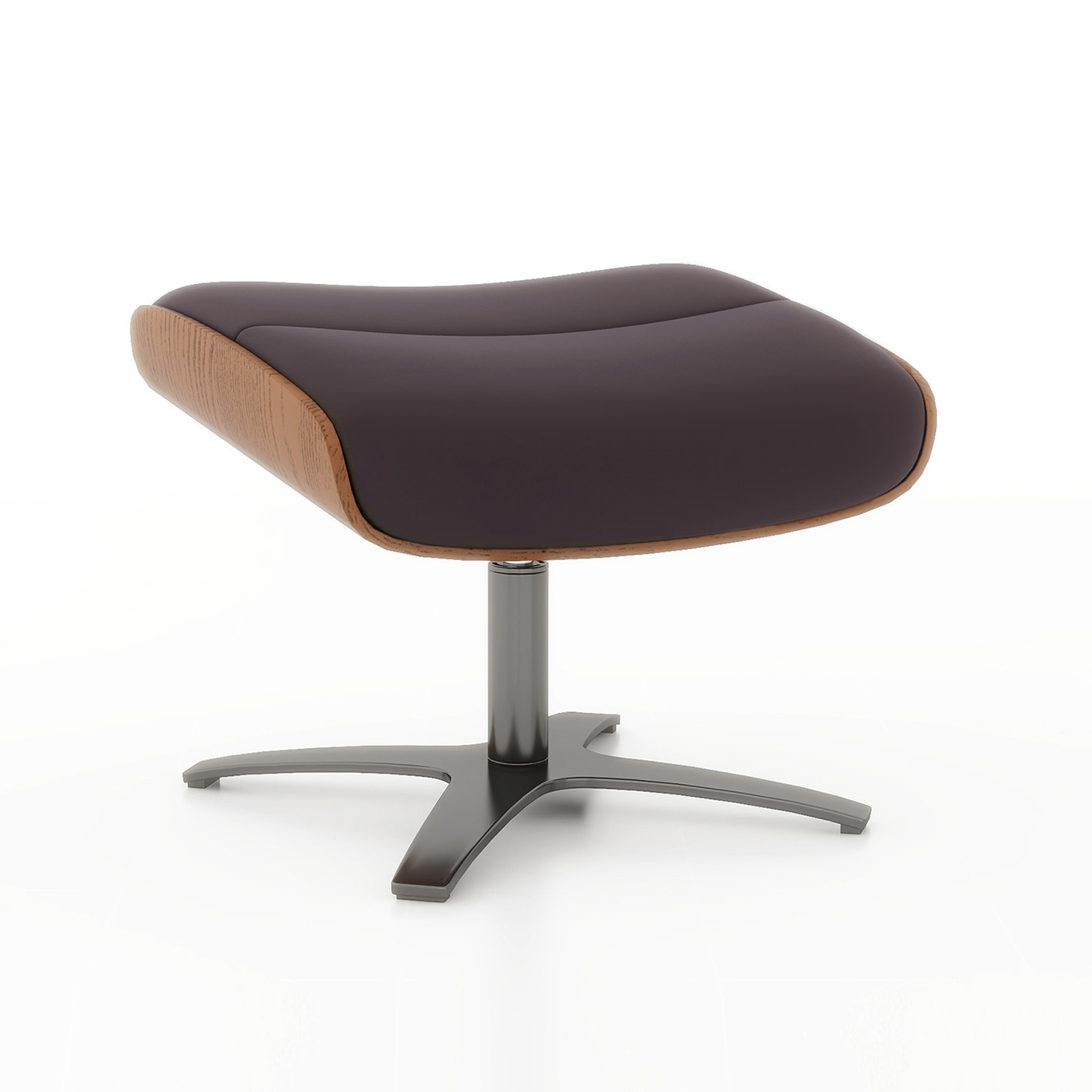 Jovan Mid-Century Modern Genuine Leather Recliner Lounge Chair & Ottoman Set, Cacao Espresso Brown