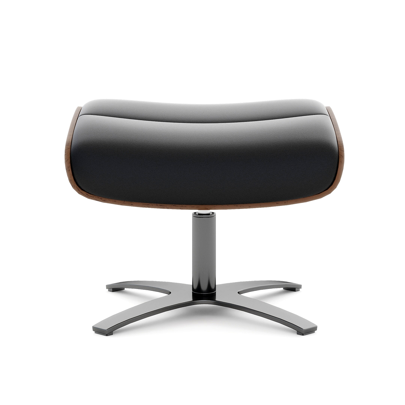 Jovan Mid-Century Modern Genuine Leather Footstool Ottoman, Shadow Gray