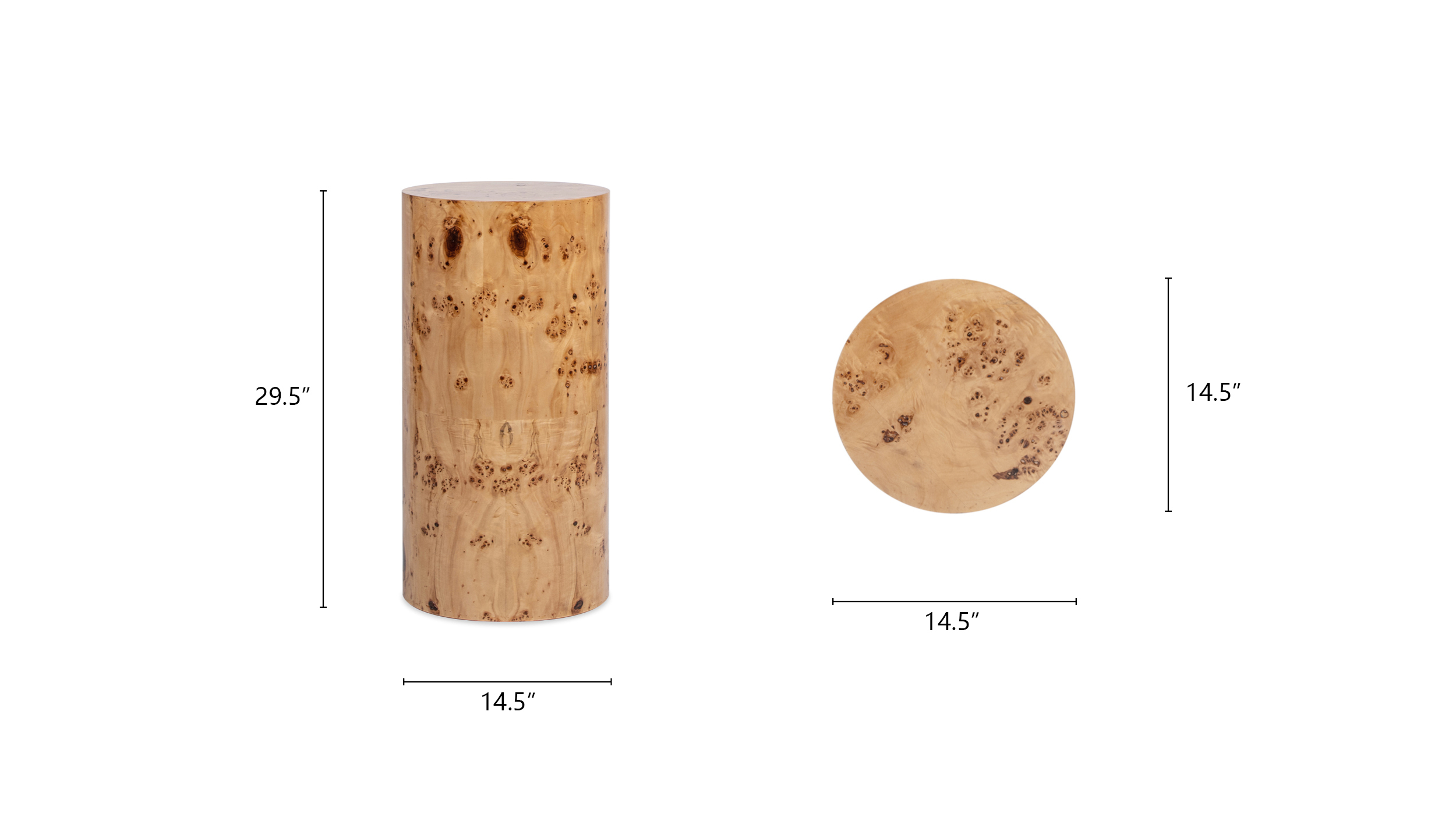Nebula Accent Pillar Side Table, Warm Natural Brown