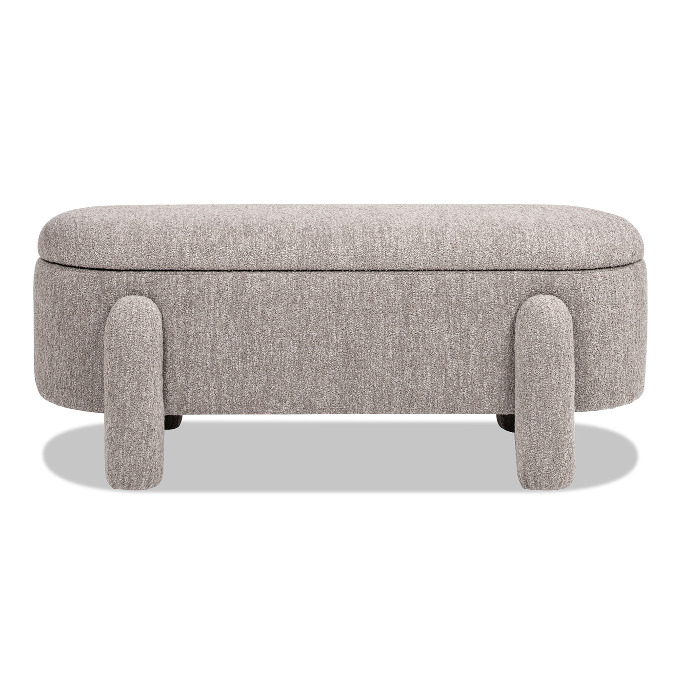 Hugo Oval Fully Upholstered Storage Bench, Brown Green Bouclé