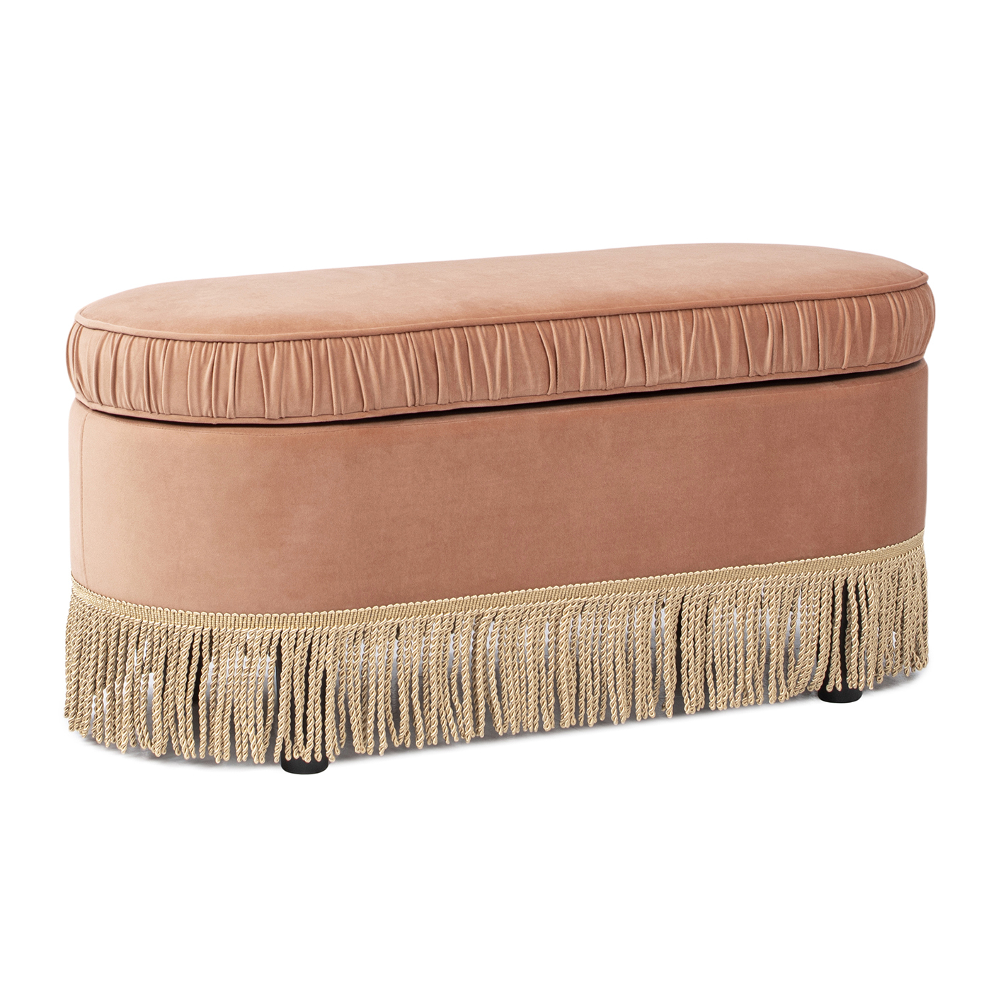 Serena Oval Storage Bench Ottoman, Peach Orange