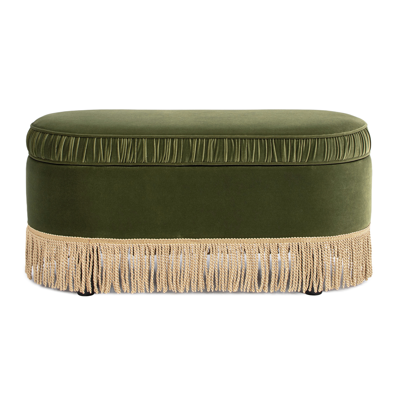 Serena Oval Storage Bench Ottoman, Olive Green