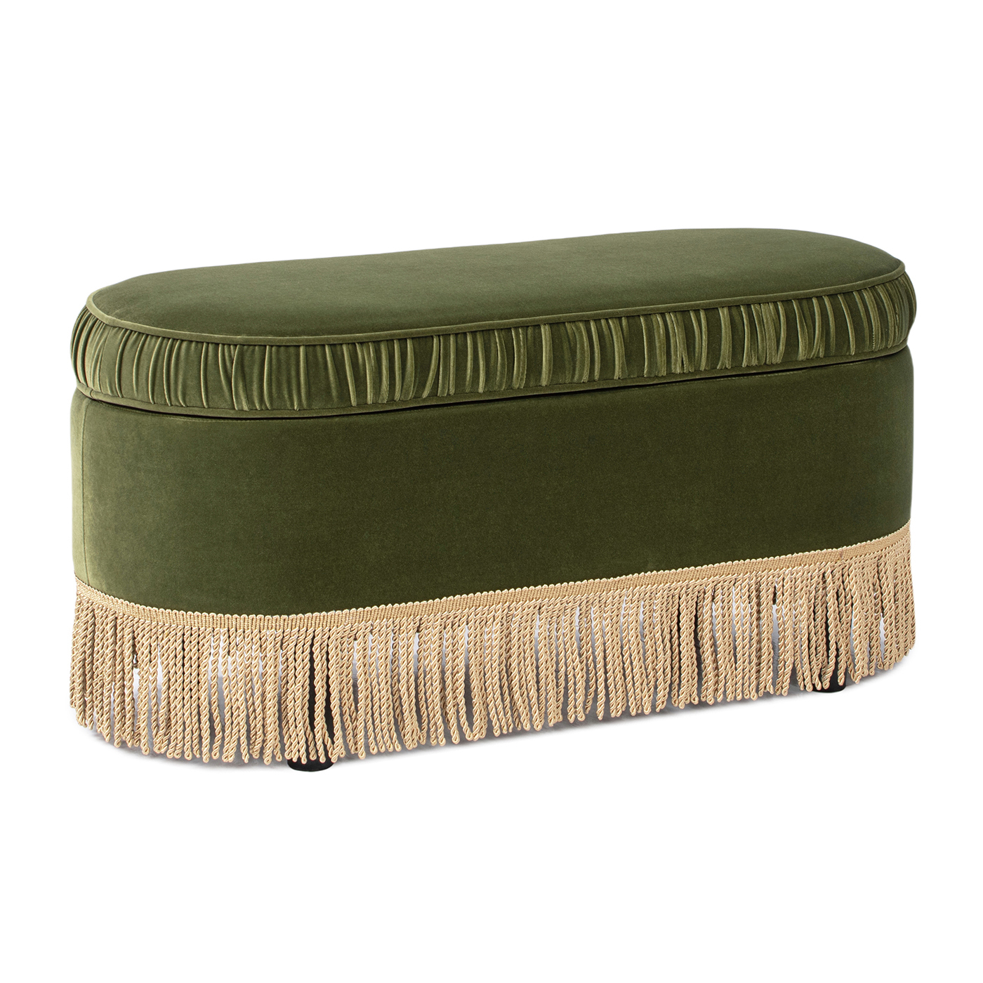 Serena Oval Storage Bench Ottoman, Olive Green
