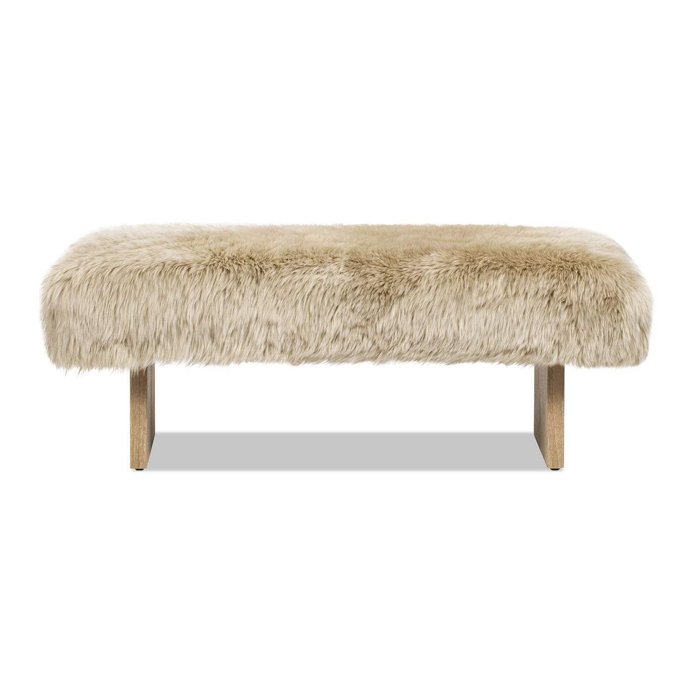 Leda Sheepskin Fur Rectangular Accent Bench, Natural Blonde