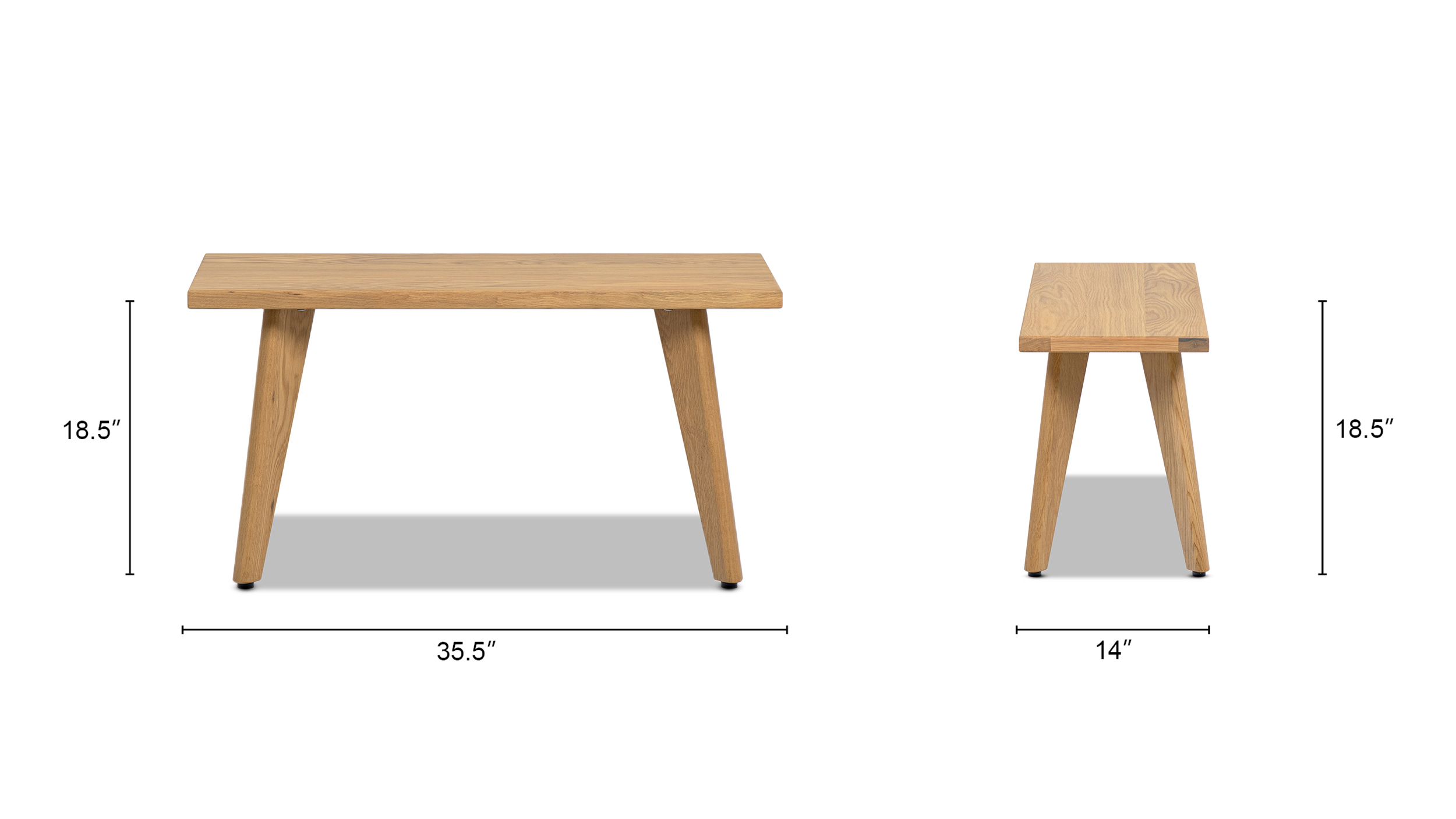 Capri Solid Red Oak Wood Bench, Natural Brown
