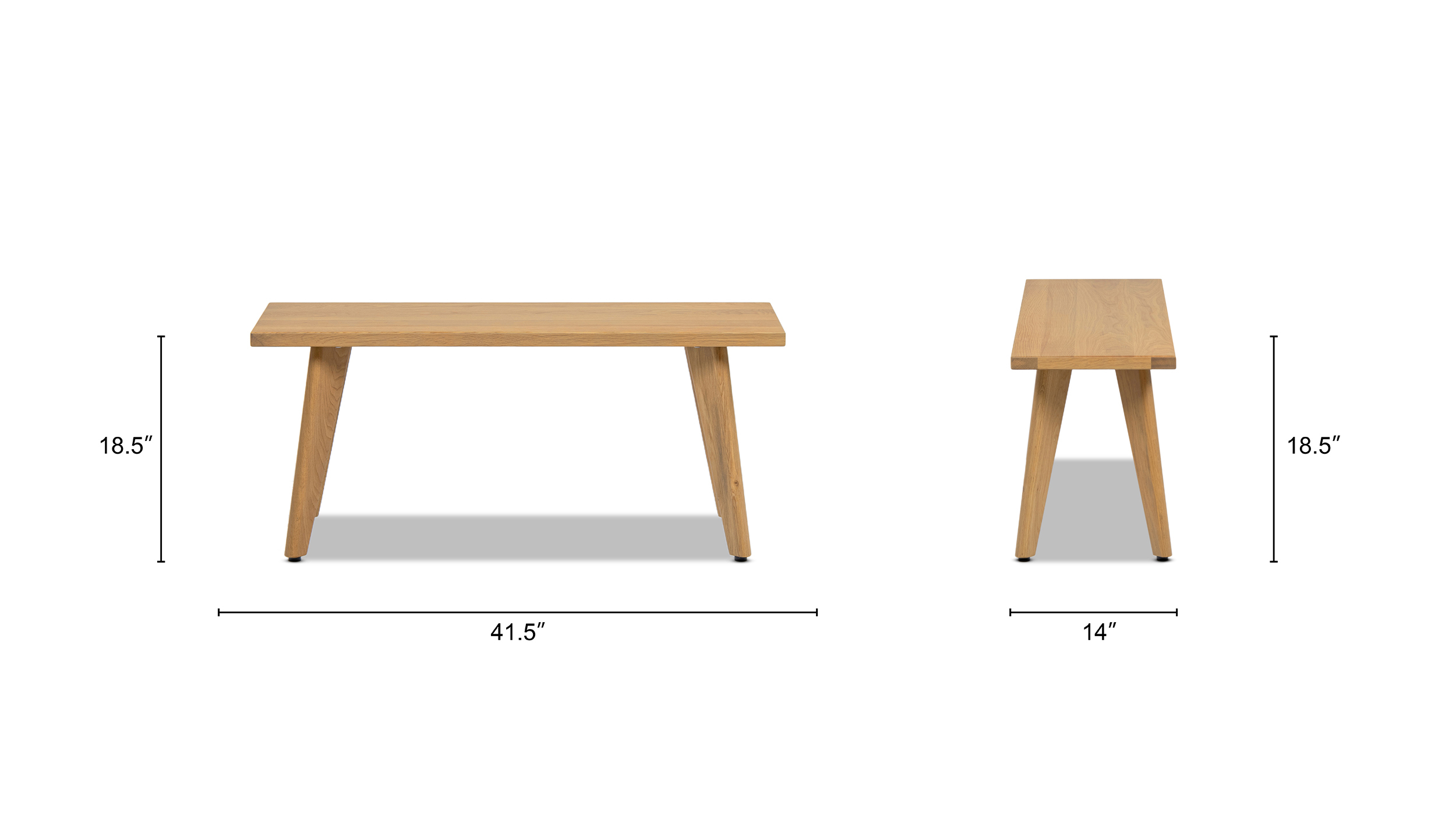 Capri Solid Red Oak Wood Bench, Natural Brown