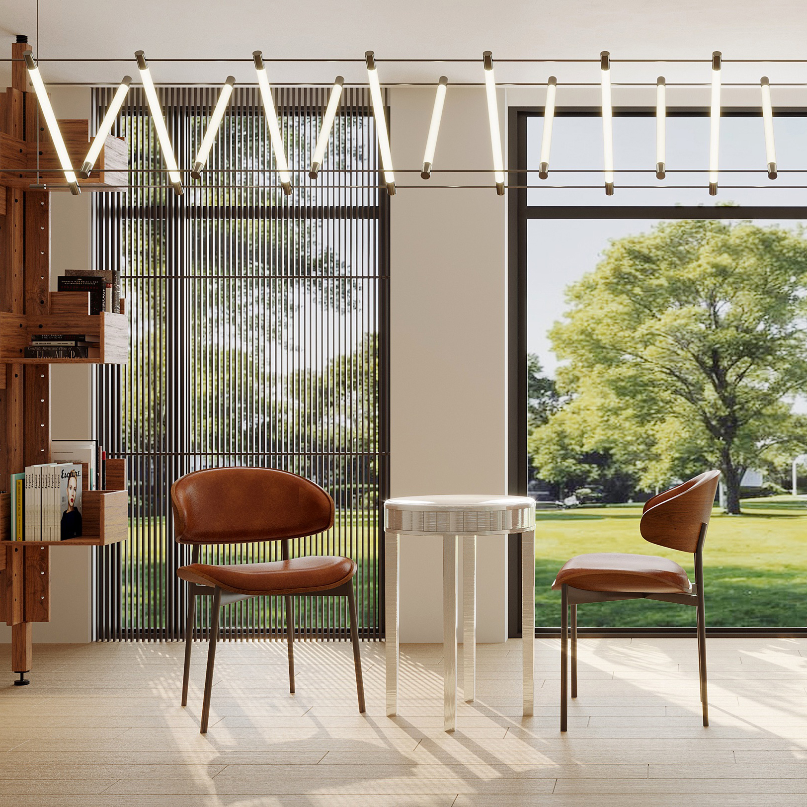 Kaelin Mid-Century Modern Dining Chairs with Bentwood Backrest, Set of 2, Vegan Leather Orange