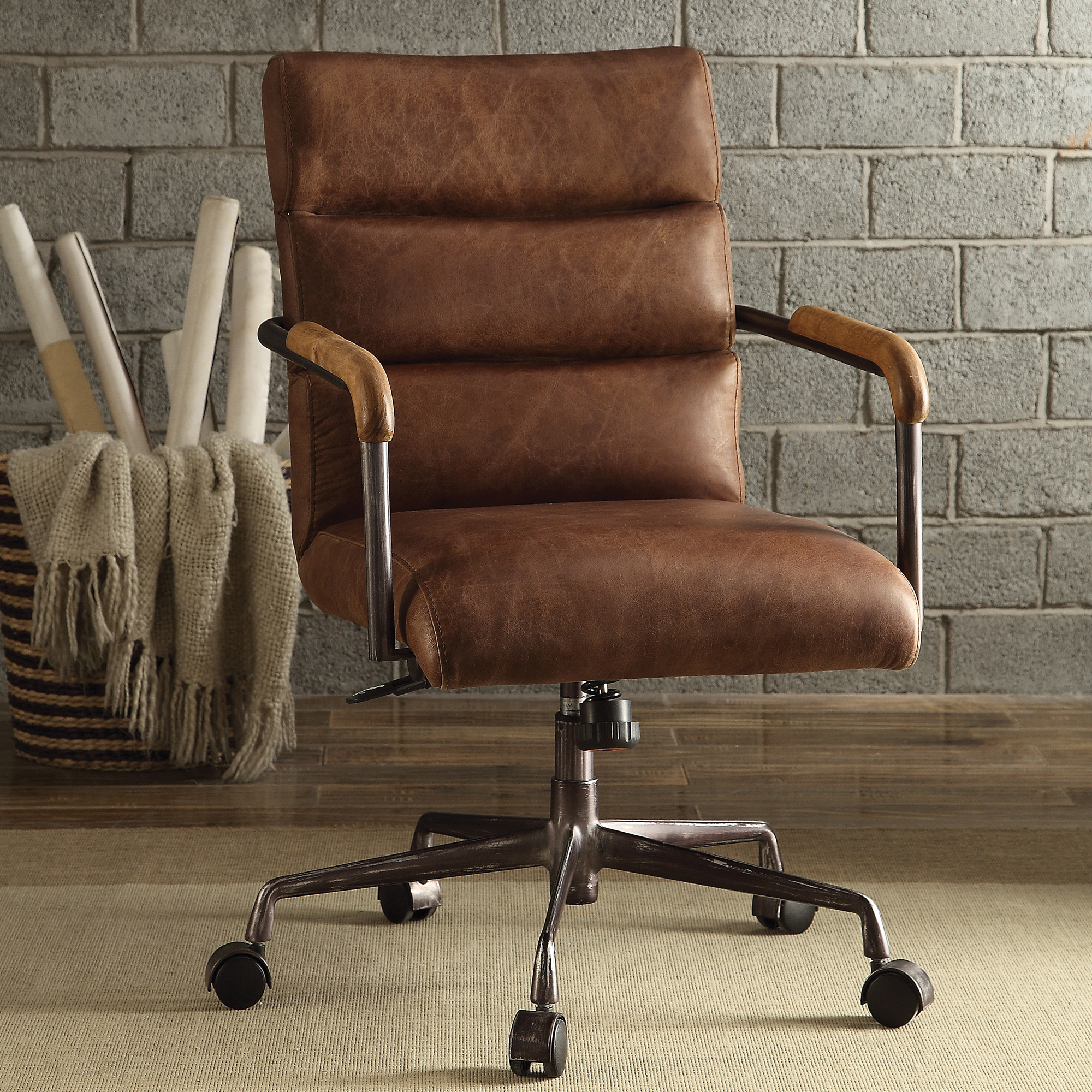 Westvale Top Grain Leather Executive Office Chair, Brown