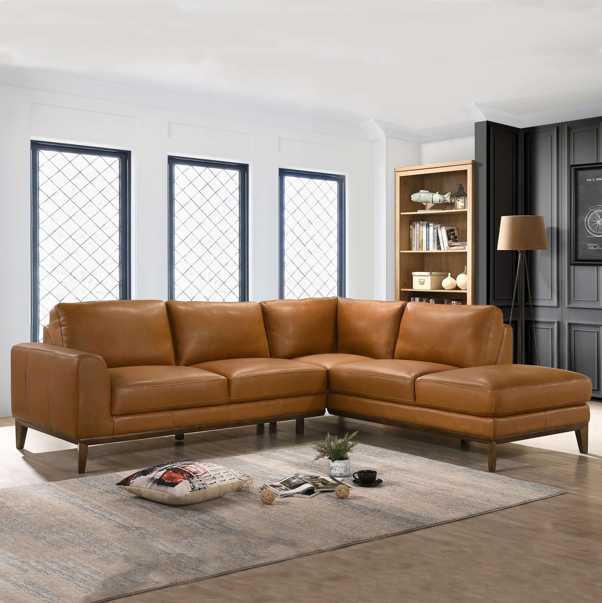 Callahan Wide Genuine Leather Right-Facing Sectional Sofa