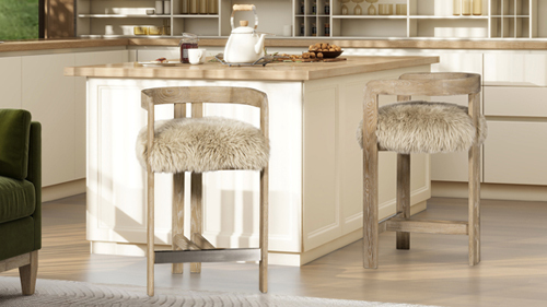 Pictured Above: Millwick Low Back Genuine Fur Counter Stool, Natural Blonde