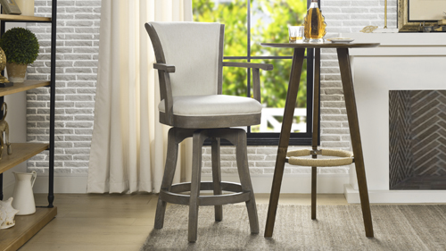Pictured Above: Williams 27” Swivel Counter Height Bar Stool, Natural White
