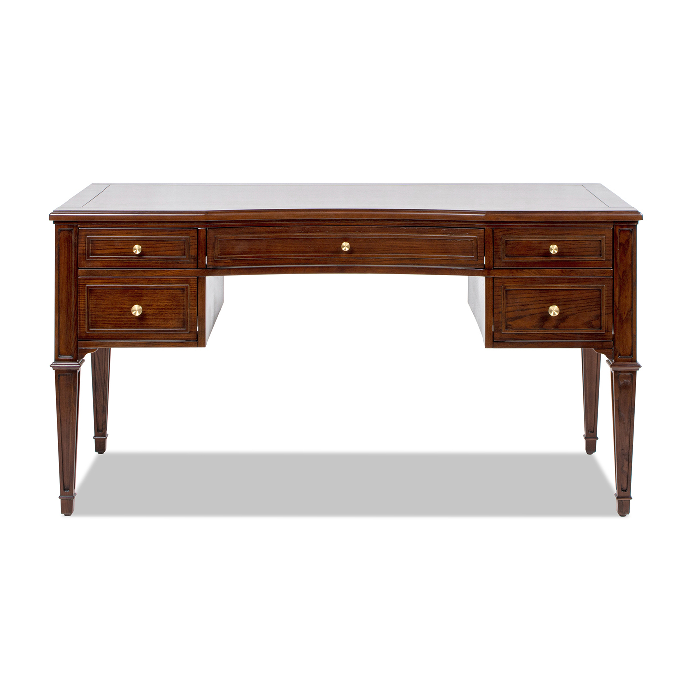 Dauphin Gold Accent 5-Drawer Wood Executive Desk, Grey Cashmere