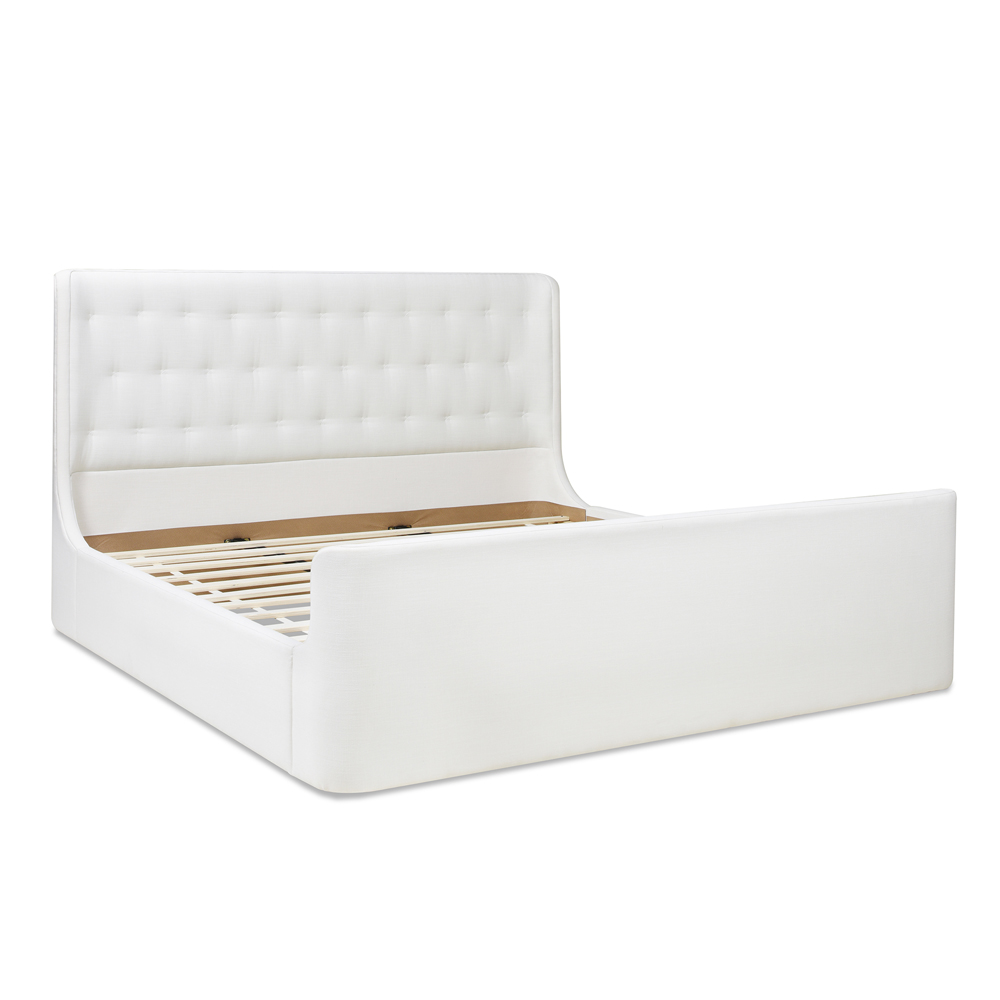 Brooks Contemporary Tufted Shelter Platform Bed, King, Antique White