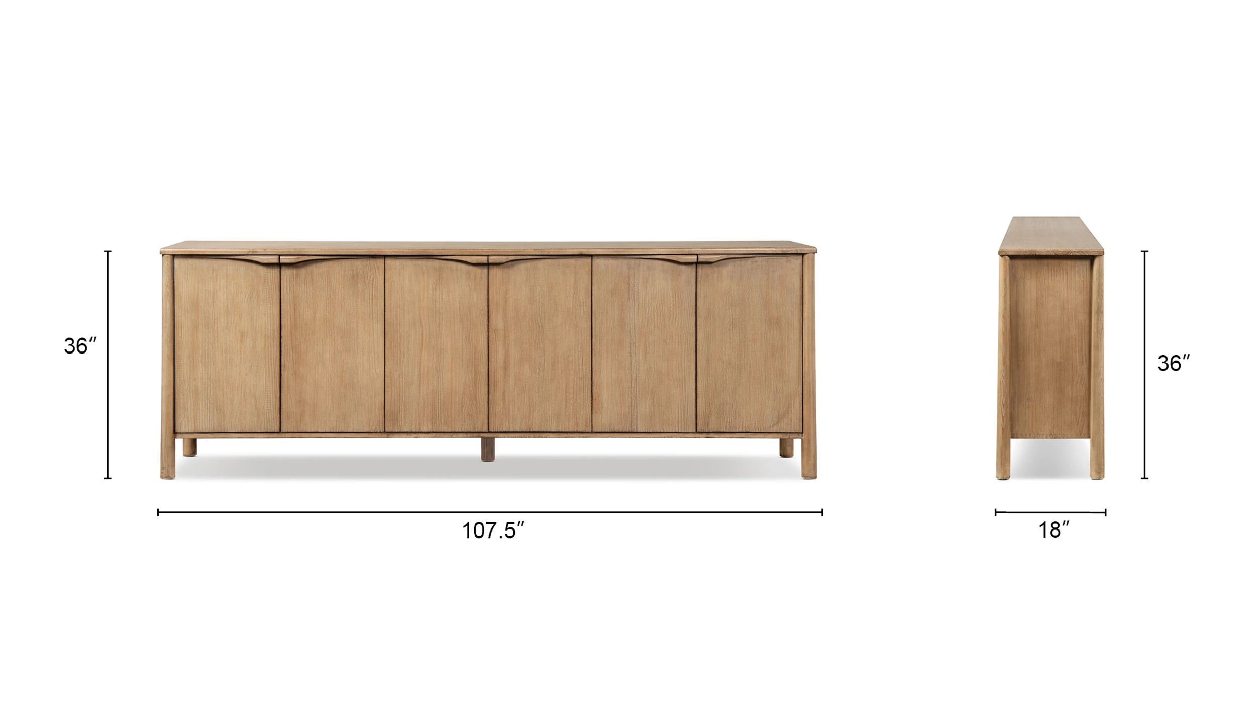 Nolan Extra Long 6-Door Cabinet Reclaimed Pine Wood Sideboard, Antique Natural Brown