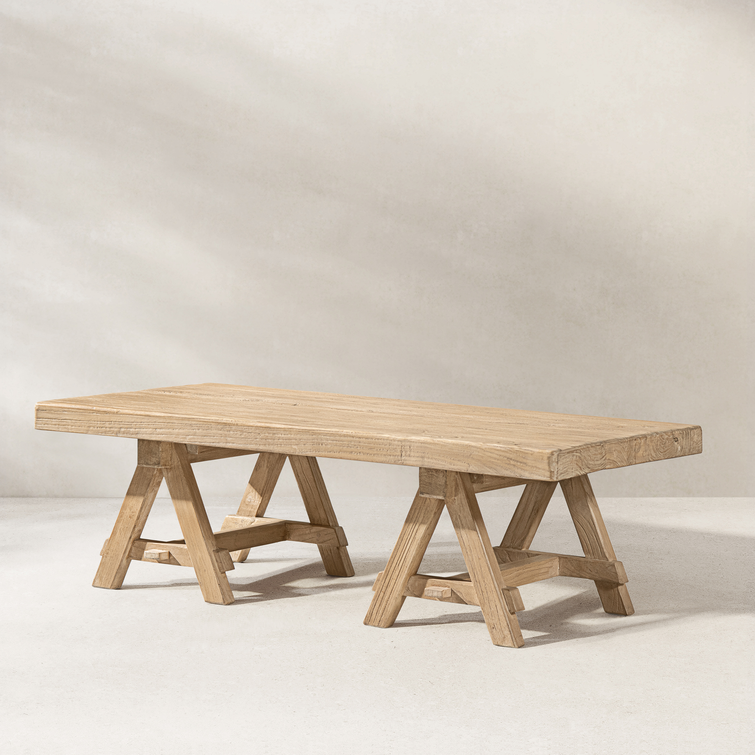 Hawthorne Solid Reclaimed Elm Rectangular Trestle Coffee Table