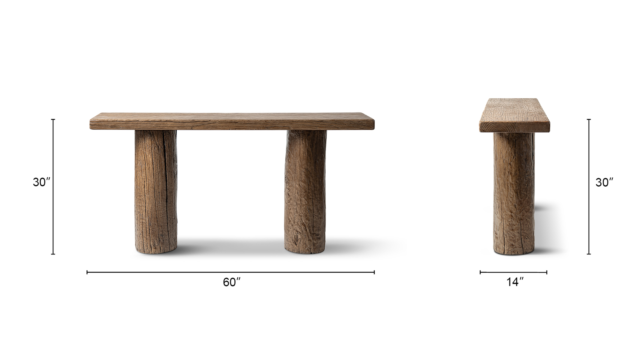 Arbor Reclaimed Elm Double Pillar Console Table, Heritage Medium-Dark Brown Arbor Reclaimed Elm Double Pillar Console Table, Heritage Medium-Dark Brown