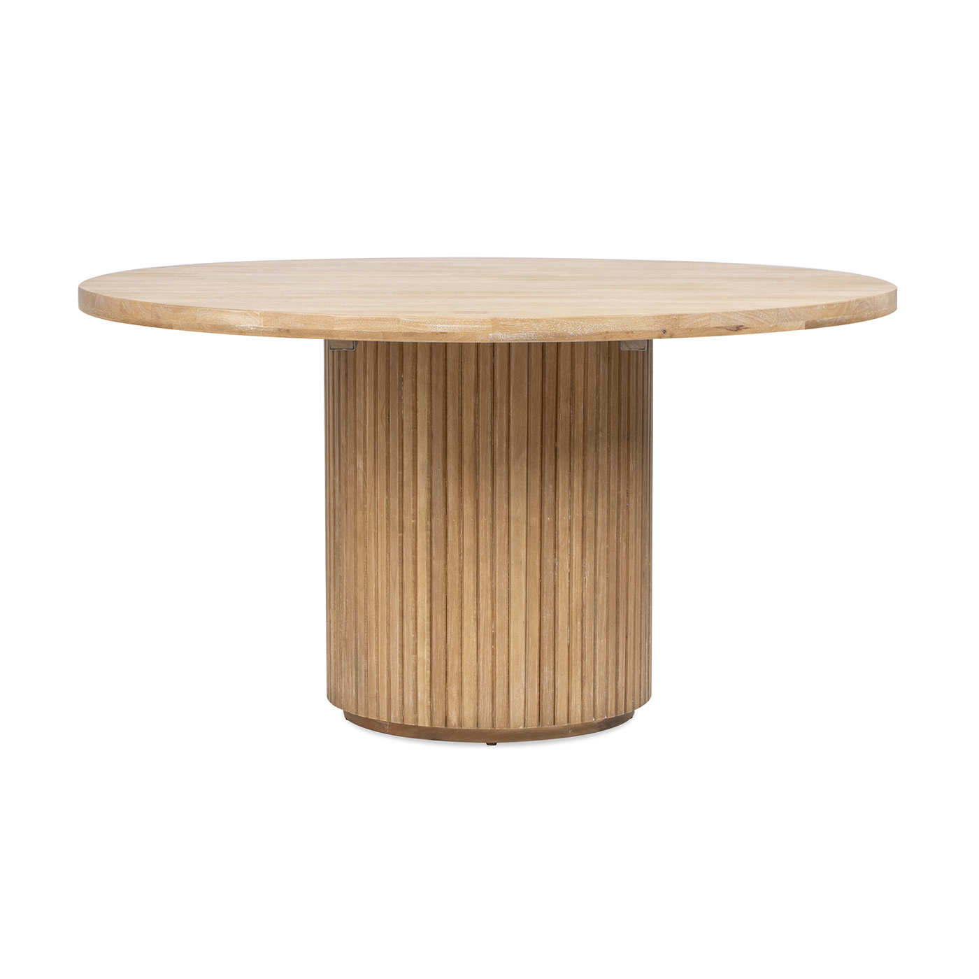 Charlotte Round Fluted Solid Wood Dining Table, Bleached Blonde