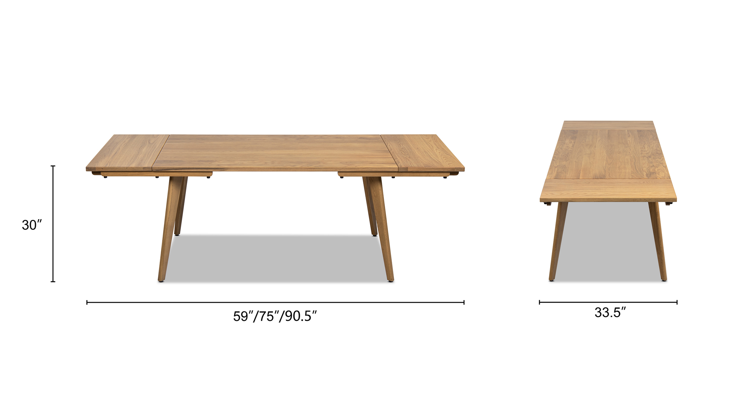 Capri Solid Oak Wood 6-8 Seat Extendable Leaf Dining Table, Natural Brown Capri Solid Oak Wood 6-8 Seat Extendable Leaf Dining Table, Natural Brown