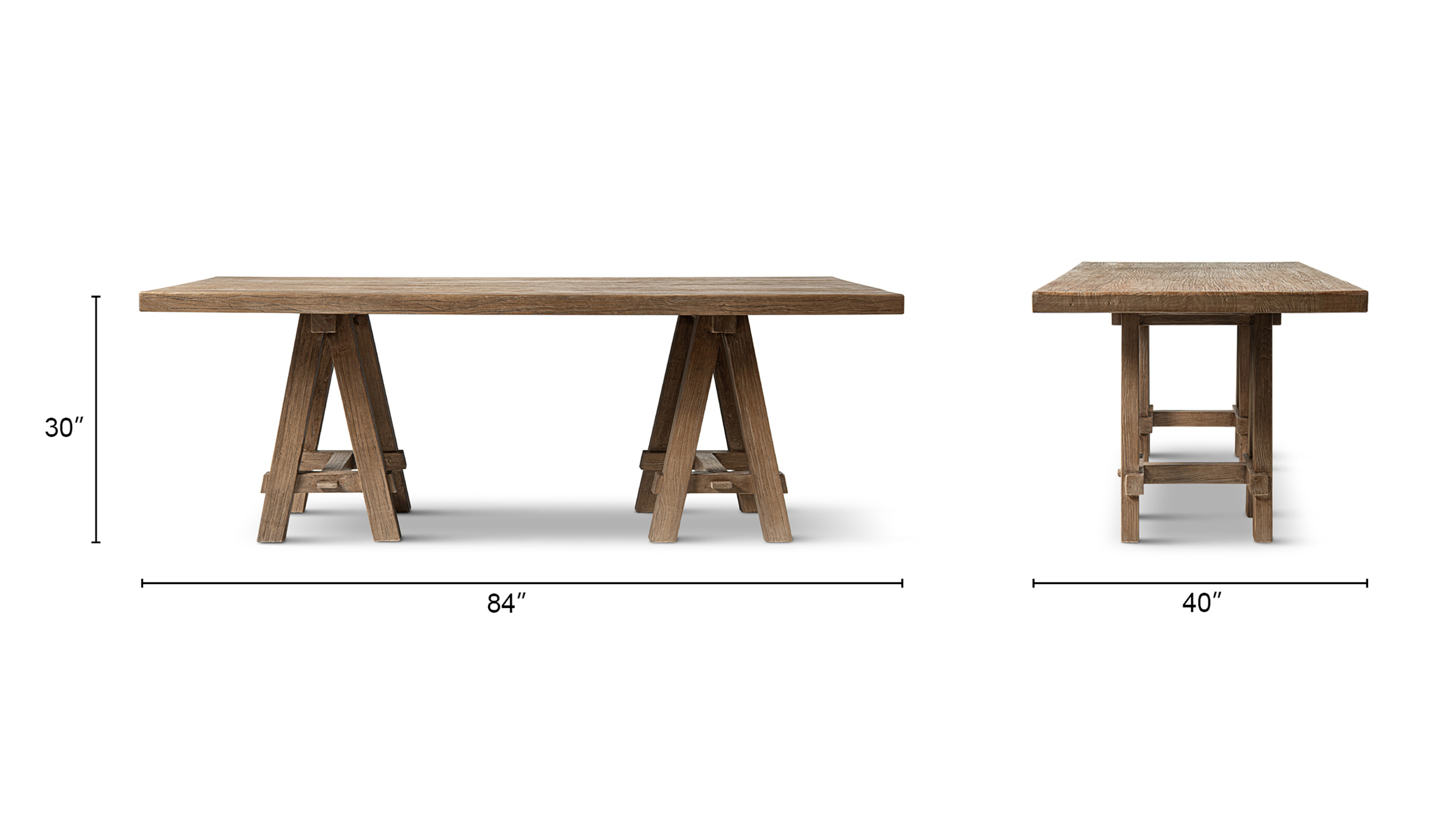 Hawthorne Solid Reclaimed Elm Trestle 8-Person Dining Table, Heritage Medium-Dark Brown Reclaimed Elm Hawthorne Solid Reclaimed Elm Trestle 8-Person Dining Table, Heritage Medium-Dark Brown Reclaimed Elm