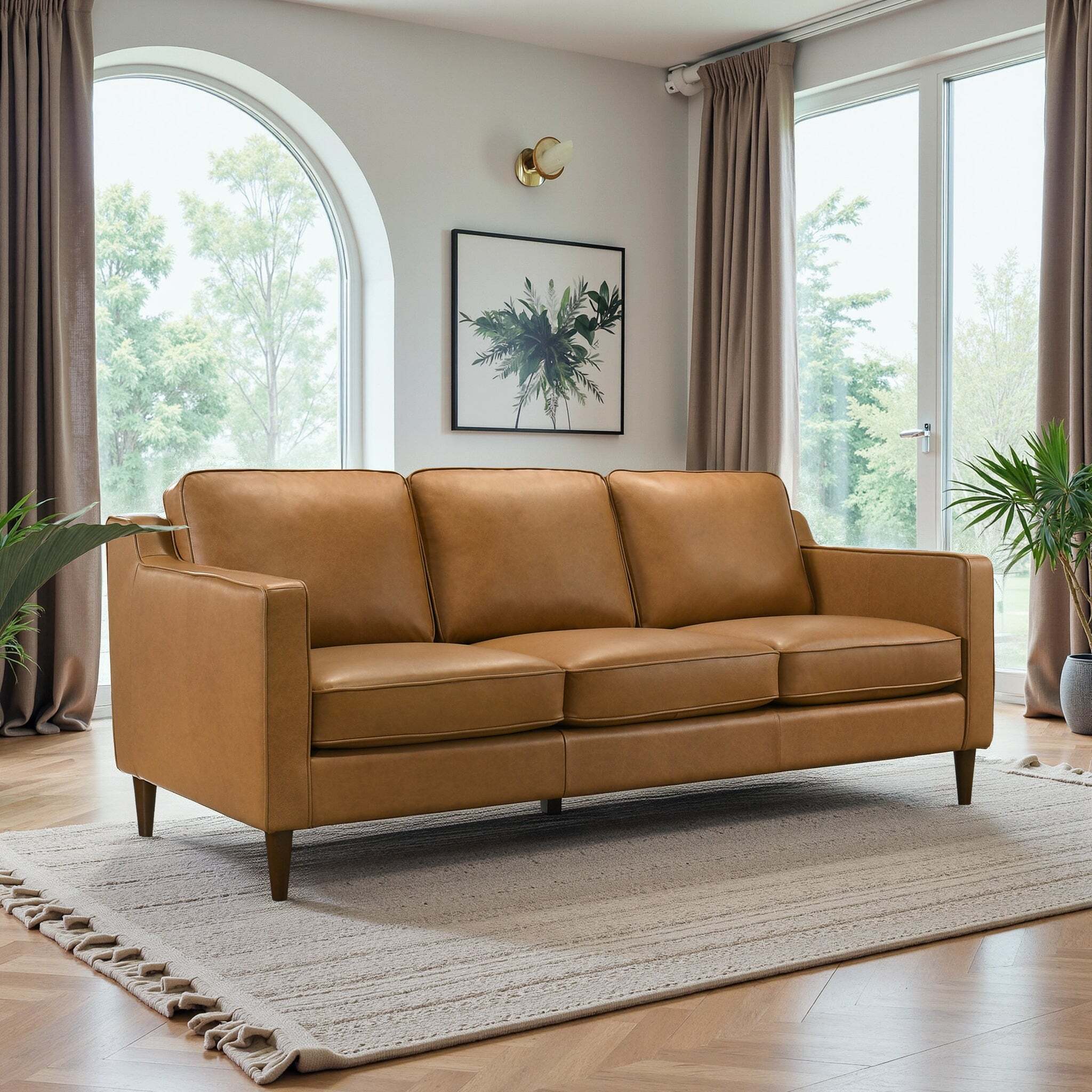 Langford Genuine Leather Sofa with Track Arms