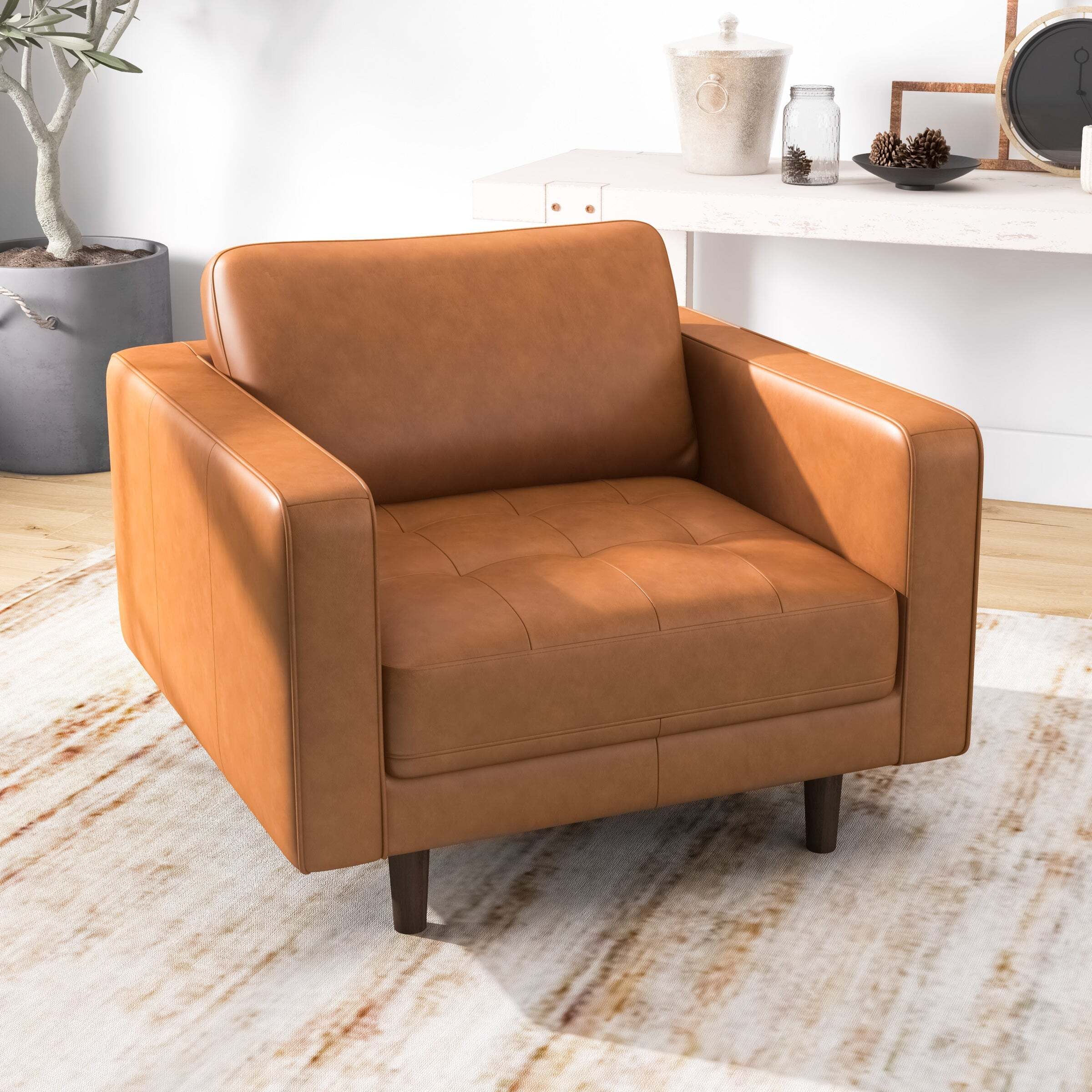 Ryker Genuine Leather Tufted Armchair