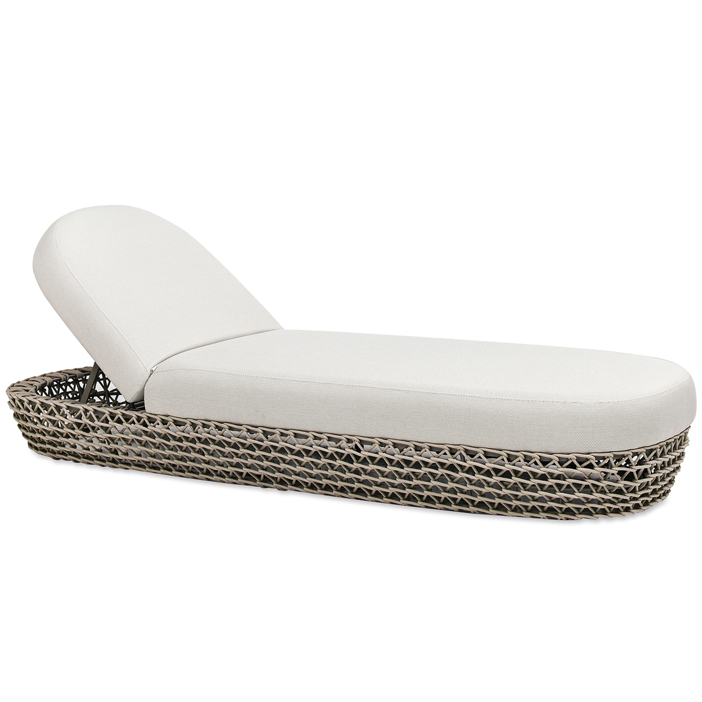 Willow Sunbrella Upholstered Woven Patio Lounger, Wheat Beige