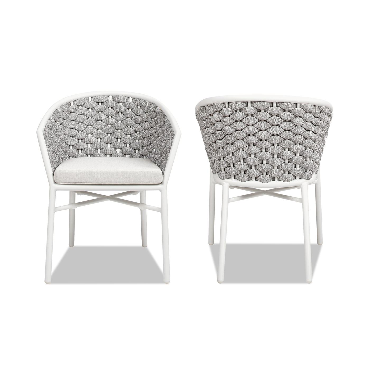 Rowan Rope Barrel Low Back Patio Counter Stool, Set of 2, Optic White