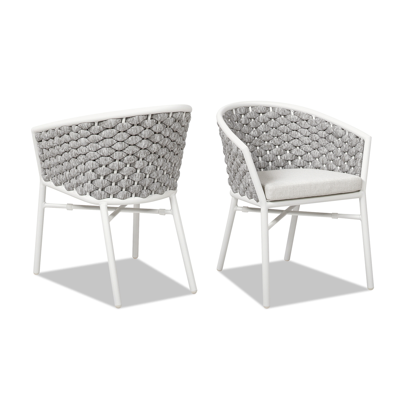 Rowan Rope Barrel Low Back Patio Counter Stool, Set of 2, Optic White