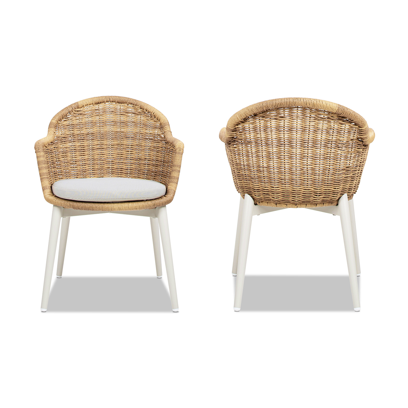 MSantorini Wicker Back Outdoor Bar Stool, Set of 2, Wheat Beige