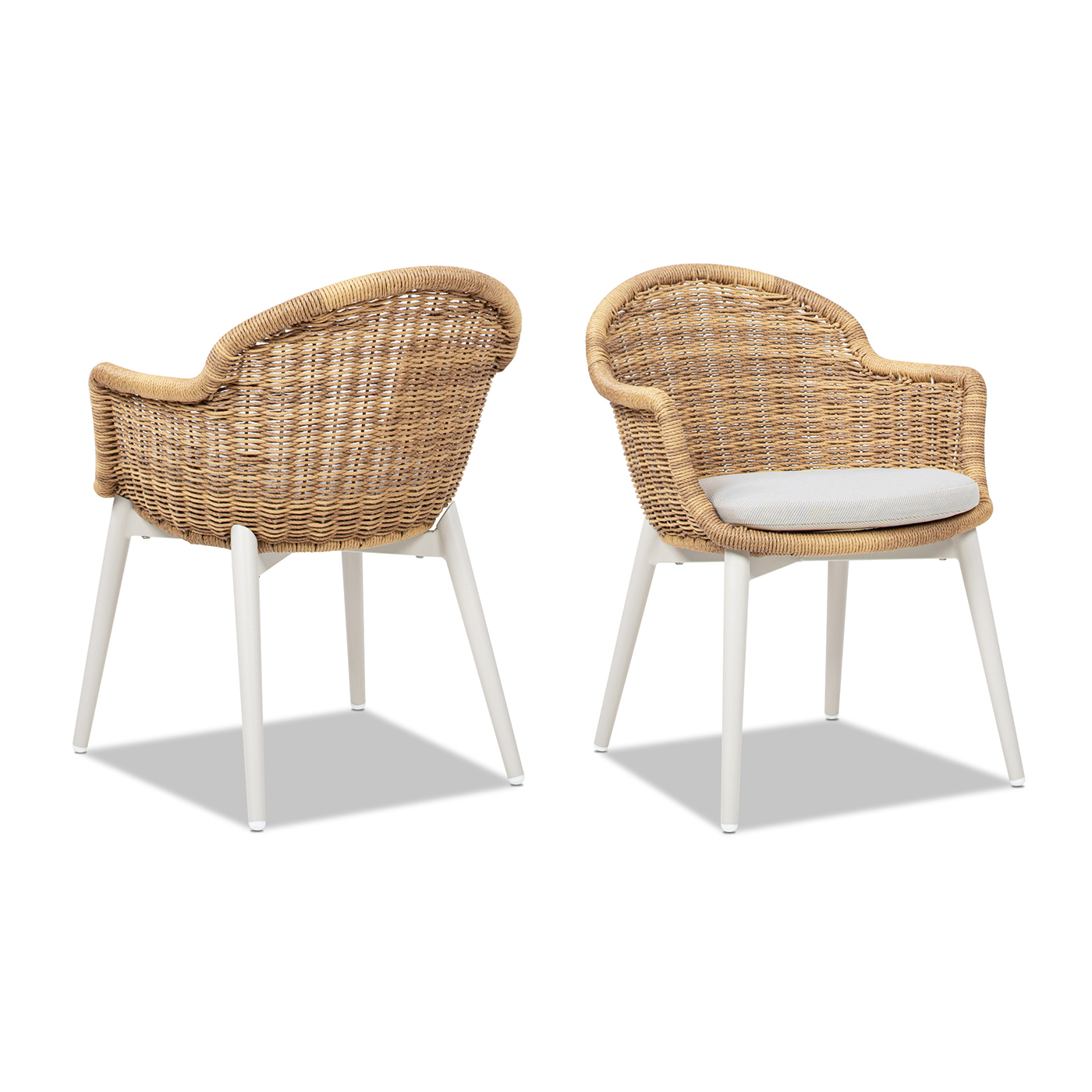 Santorini Wicker Back Outdoor Bar Stool, Set of 2, Wheat Beige