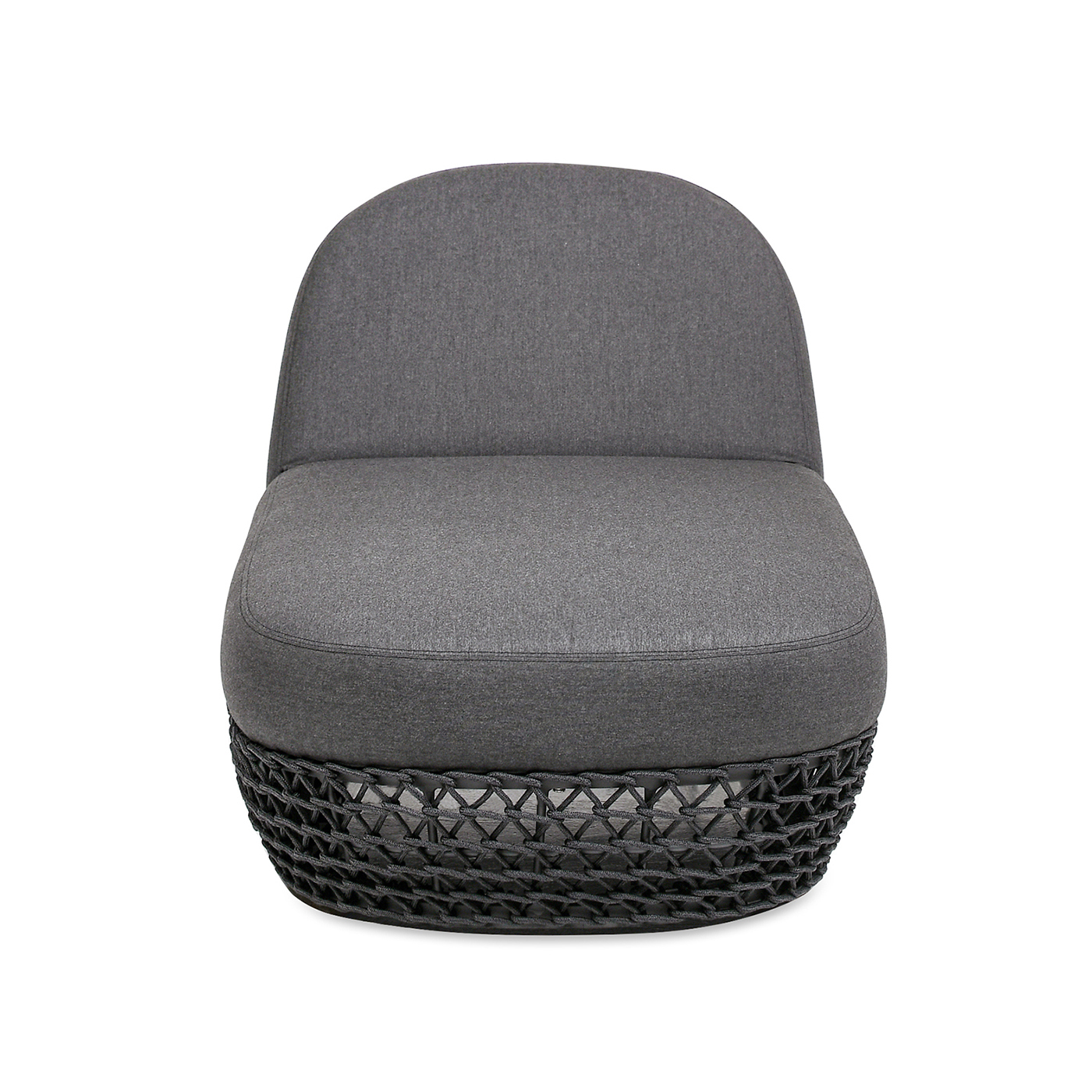 Willow Sunbrella Upholstered Woven Patio Lounger, Graphite Gray-Black