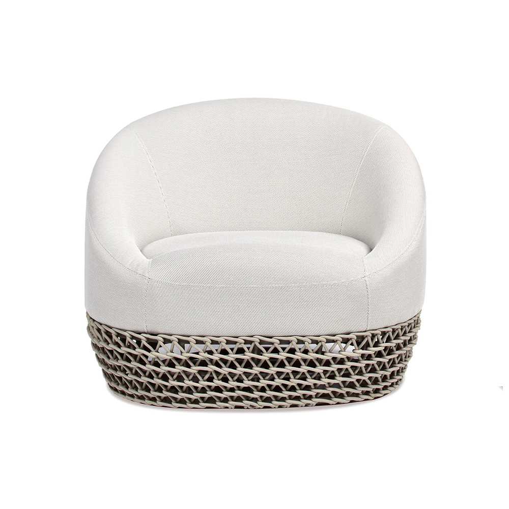 Willow Upholstered Woven Patio Deep Seating Armchair, Wheat Beige