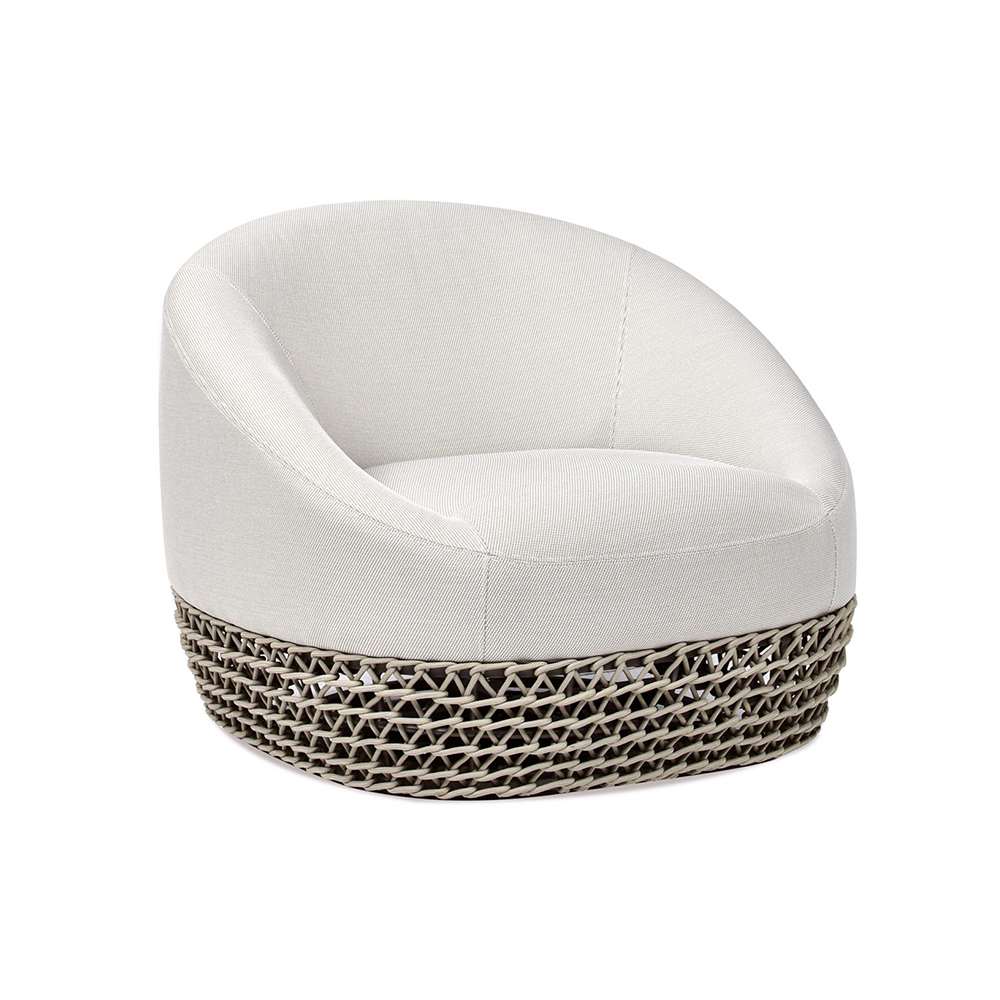 Willow Upholstered Woven Patio Deep Seating Armchair, Wheat Beige