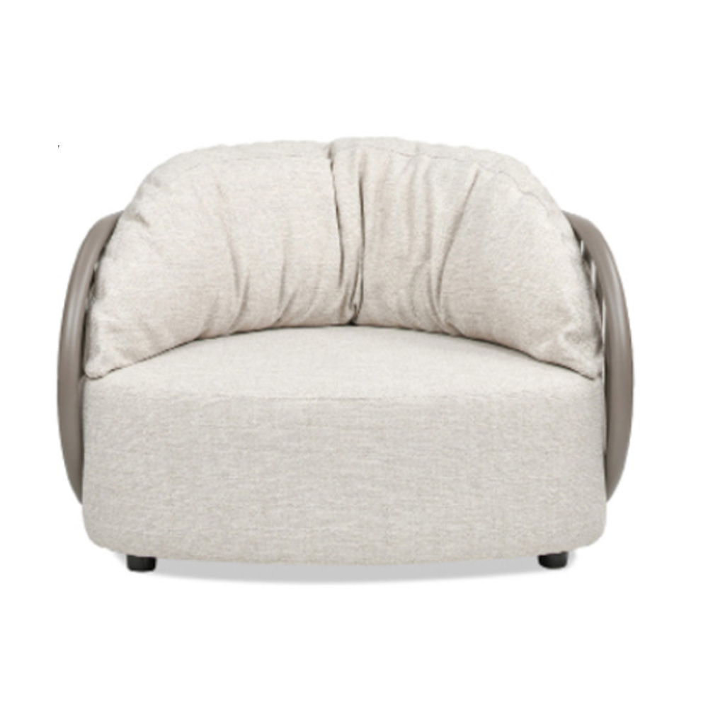 HHarper Barrel Upholstered Patio Deep Seating Armchair, Oat Beige