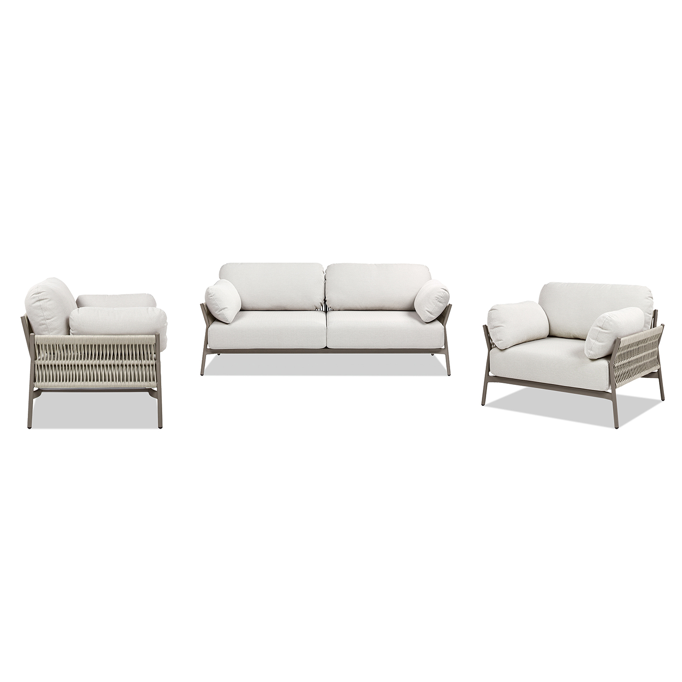 Jasper 3pc Upholstered Patio Deep Seating Conversation Set, Wheat Beige