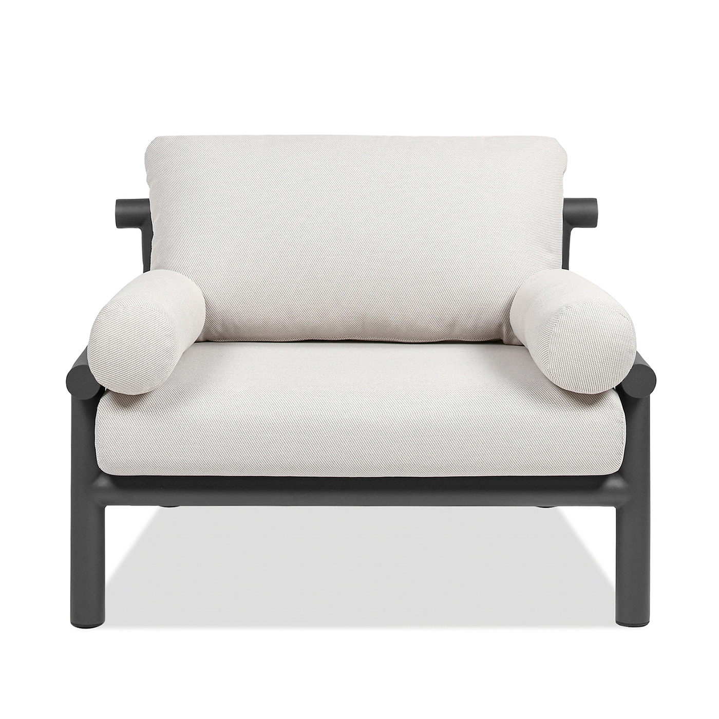 ZZara Dowel Frame Bolster Patio Deep Seating Armchair, Wheat Beige