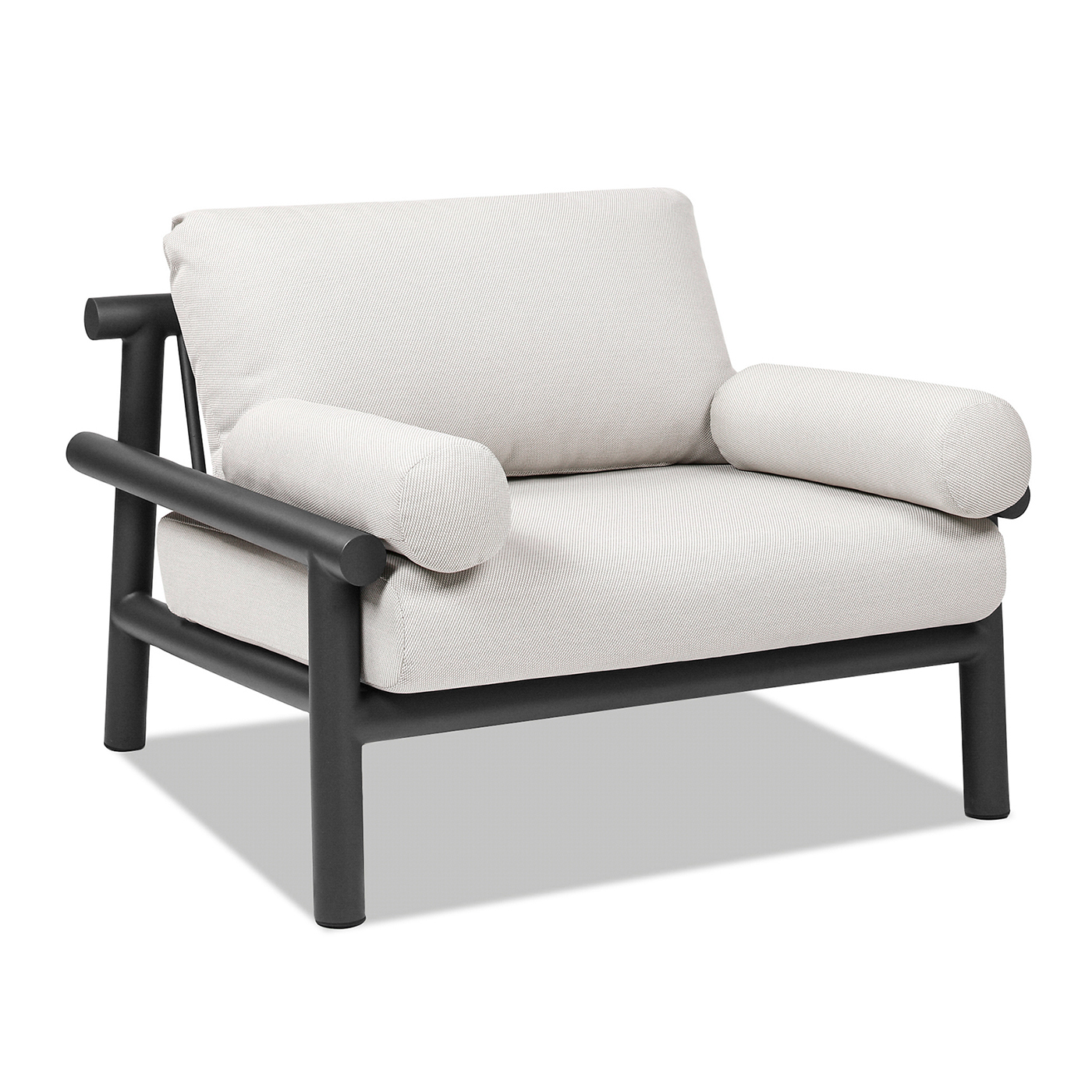 Zara Dowel Frame Bolster Patio Deep Seating Armchair, Wheat Beige