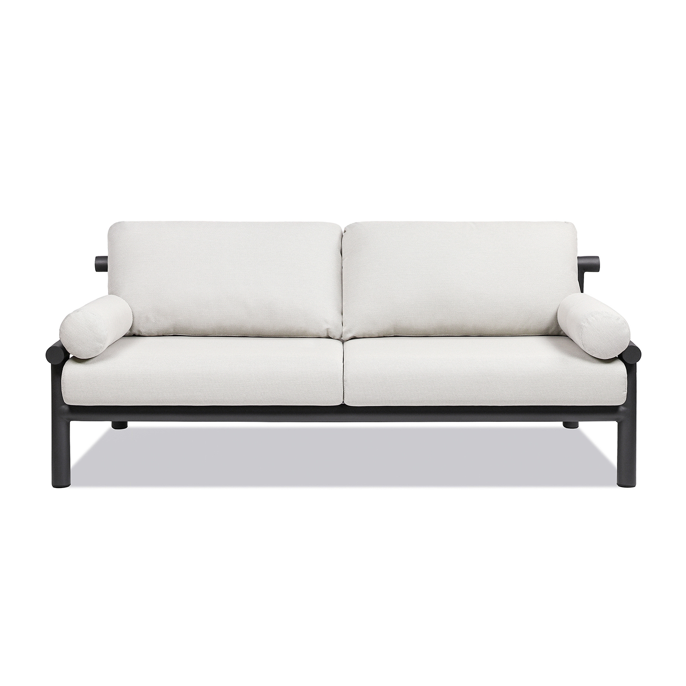 Zara Dowel Frame Bolster Patio Deep Seating Sofa, Wheat Beige