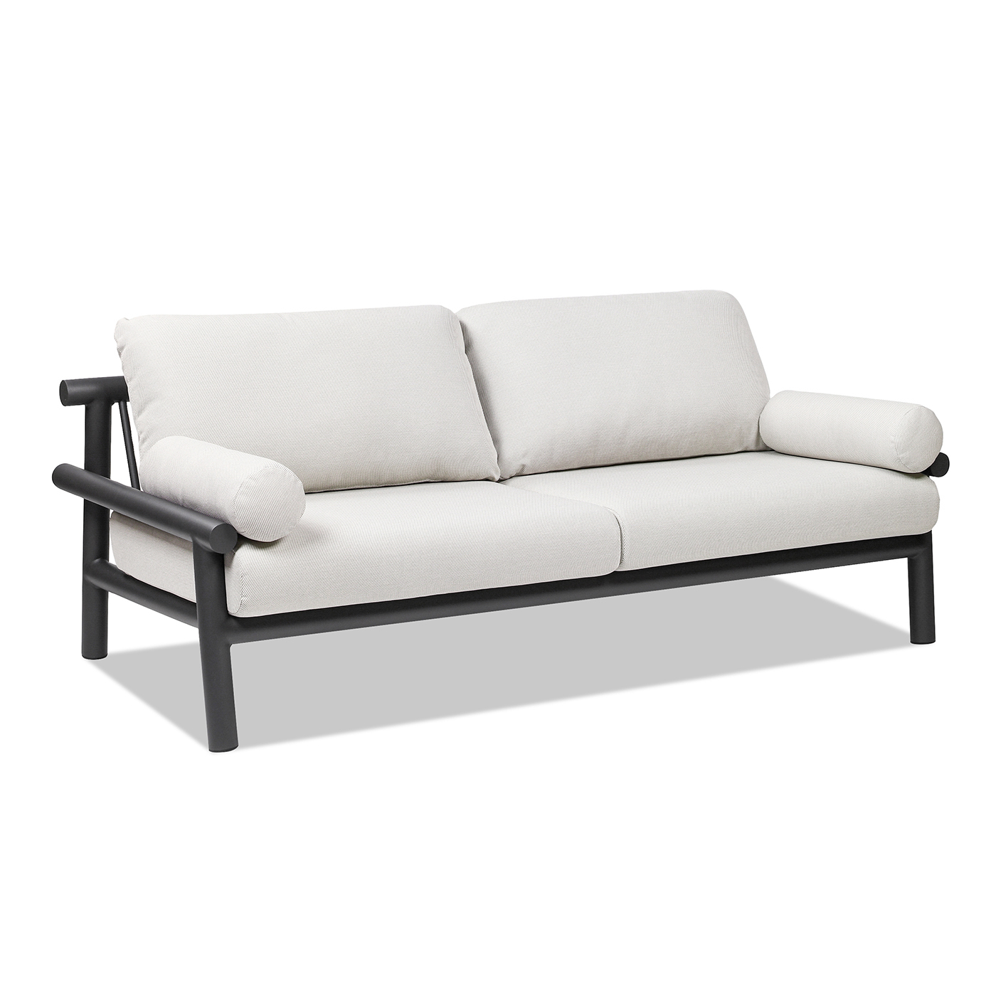 Zara Dowel Frame Bolster Patio Deep Seating Sofa, Wheat Beige