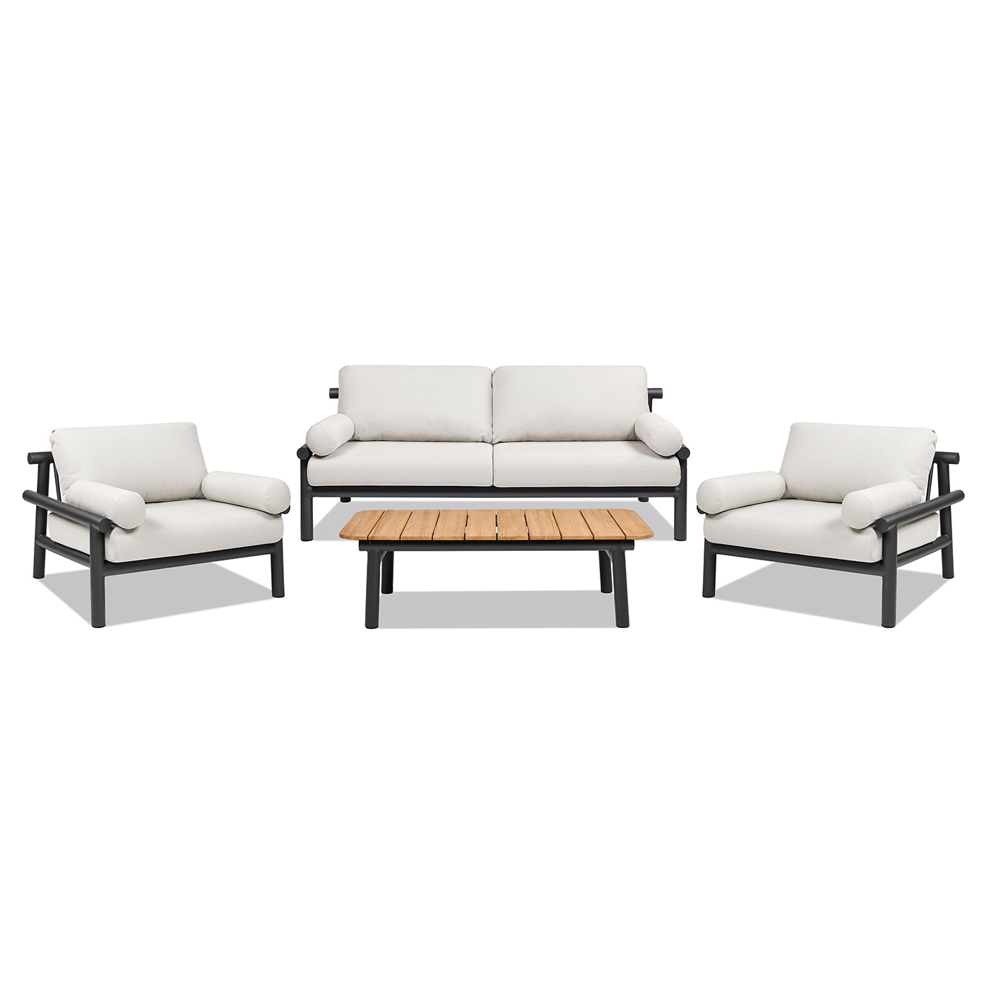 Zara 4pc Dowel Frame Bolster Patio Deep Seating Conversation Set