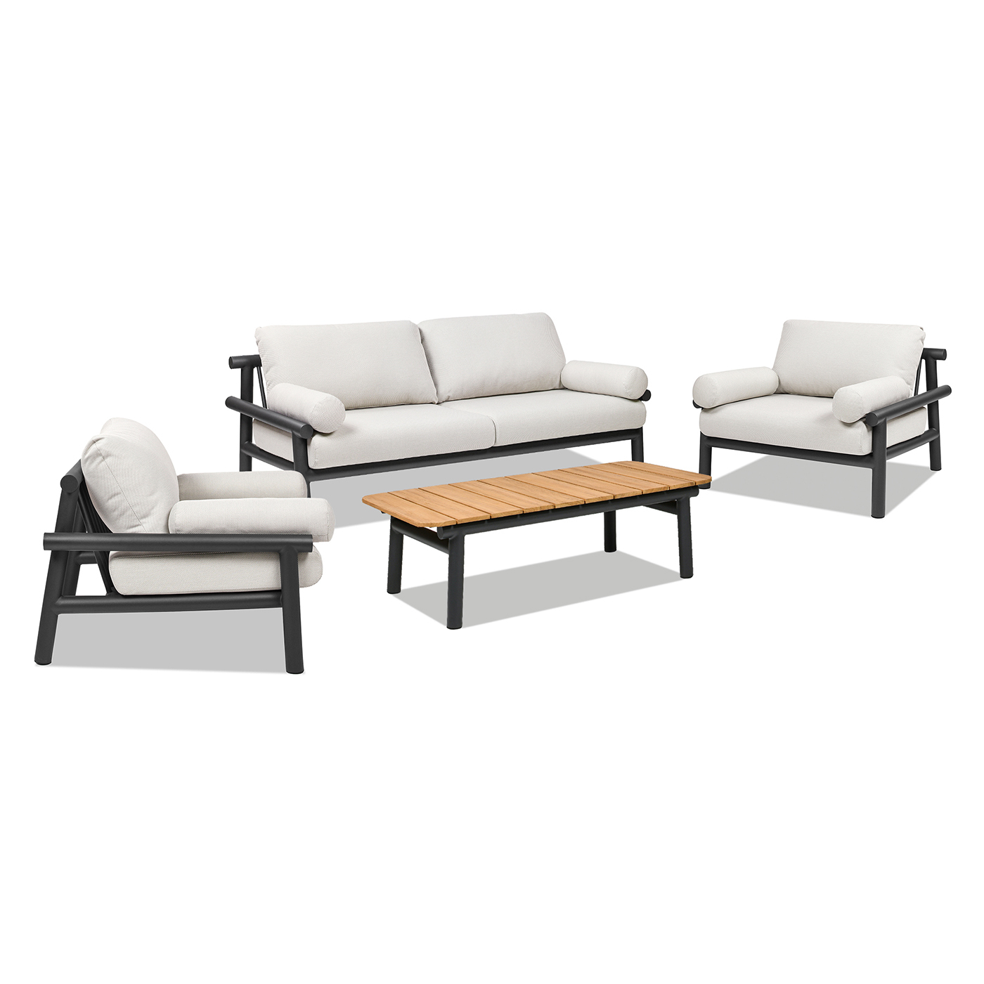 Zara 4pc Dowel Frame Bolster Patio Deep Seating Conversation Set