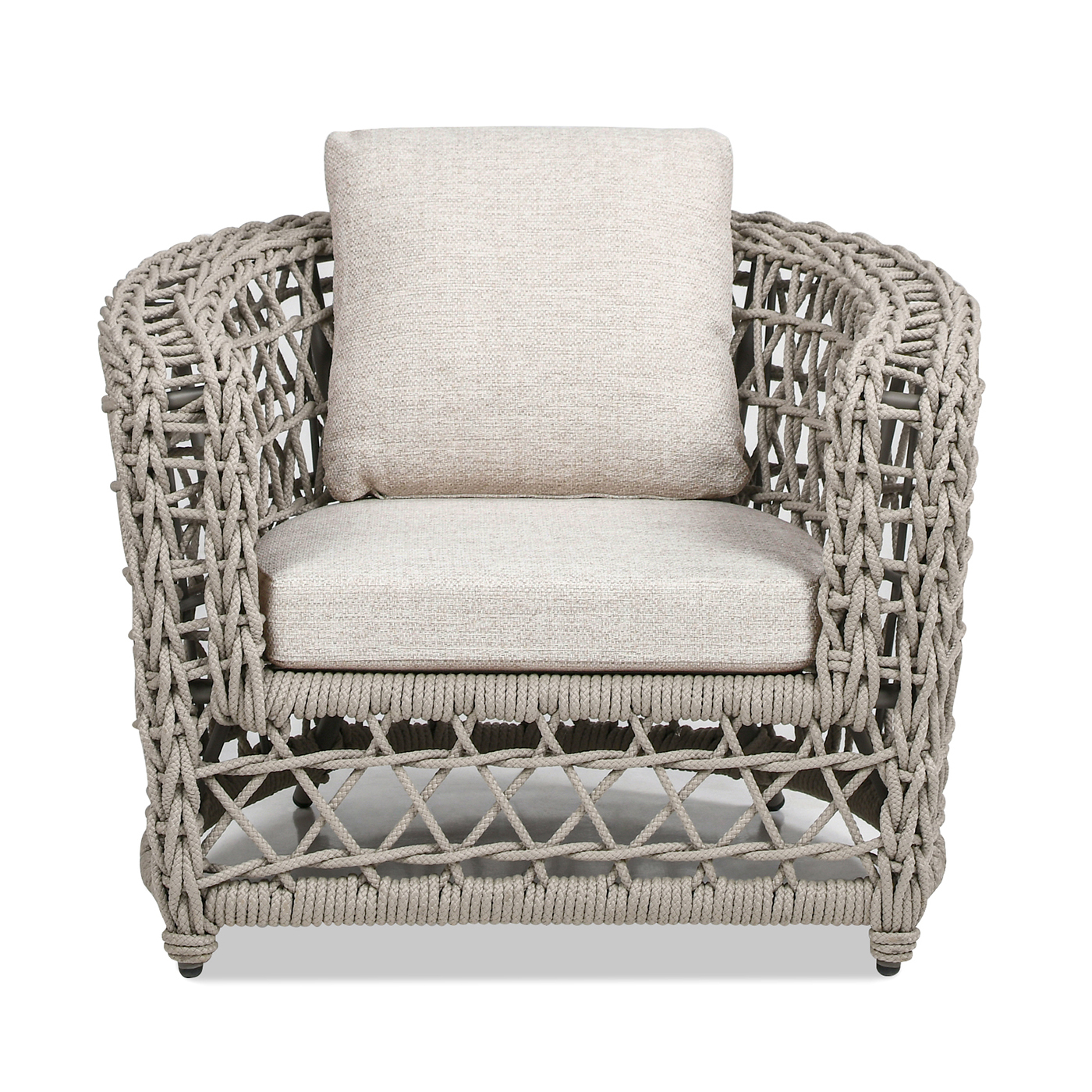Everly Woven Frame Barrel Deep Seating Patio Arm Chair, Oat Beige