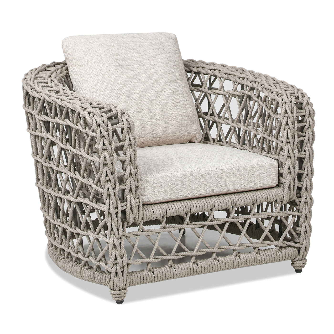 Everly Woven Frame Barrel Deep Seating Patio Arm Chair, Oat Beige