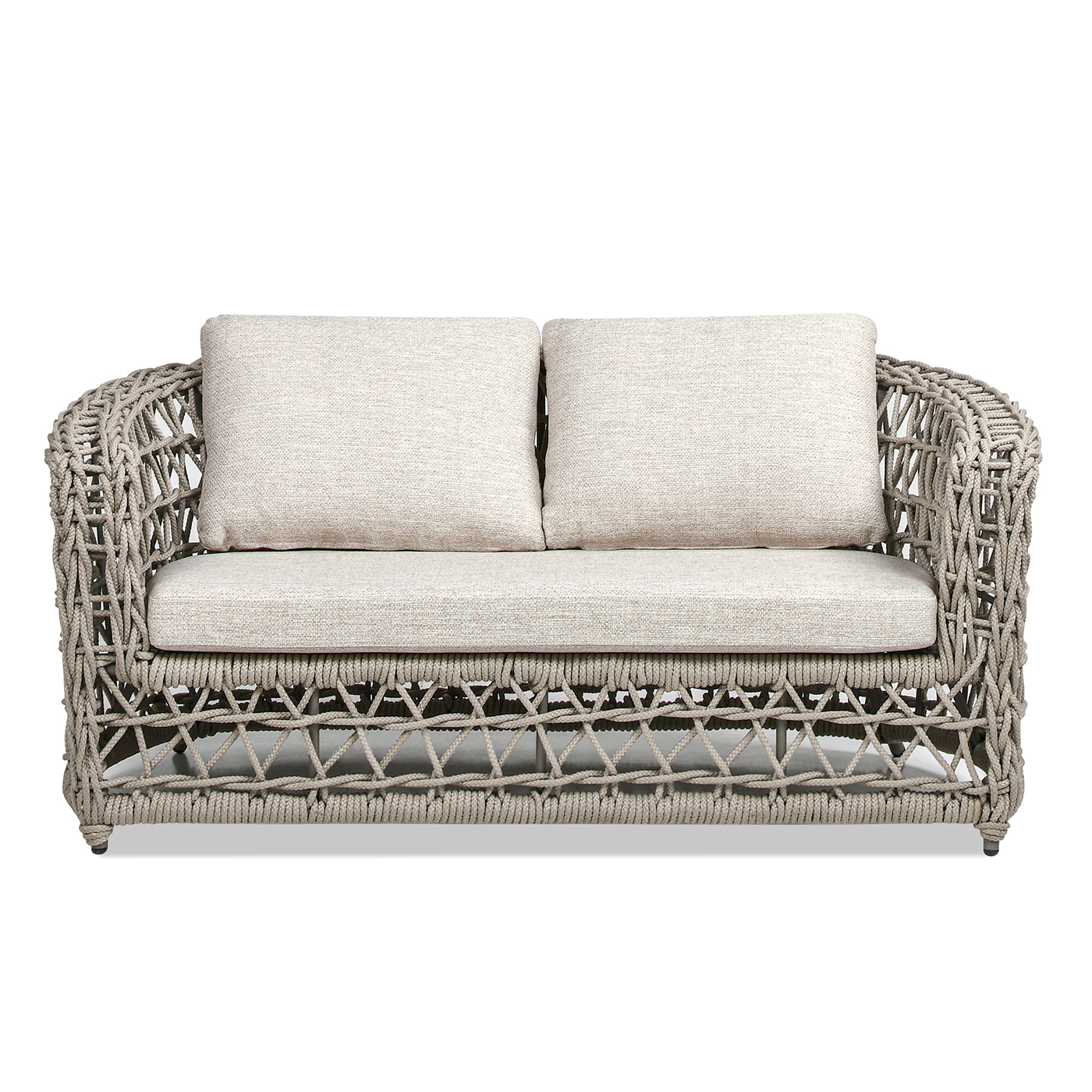 Everly Woven Frame Barrel Deep Seating Patio Loveseat Sofa, Oat Beige