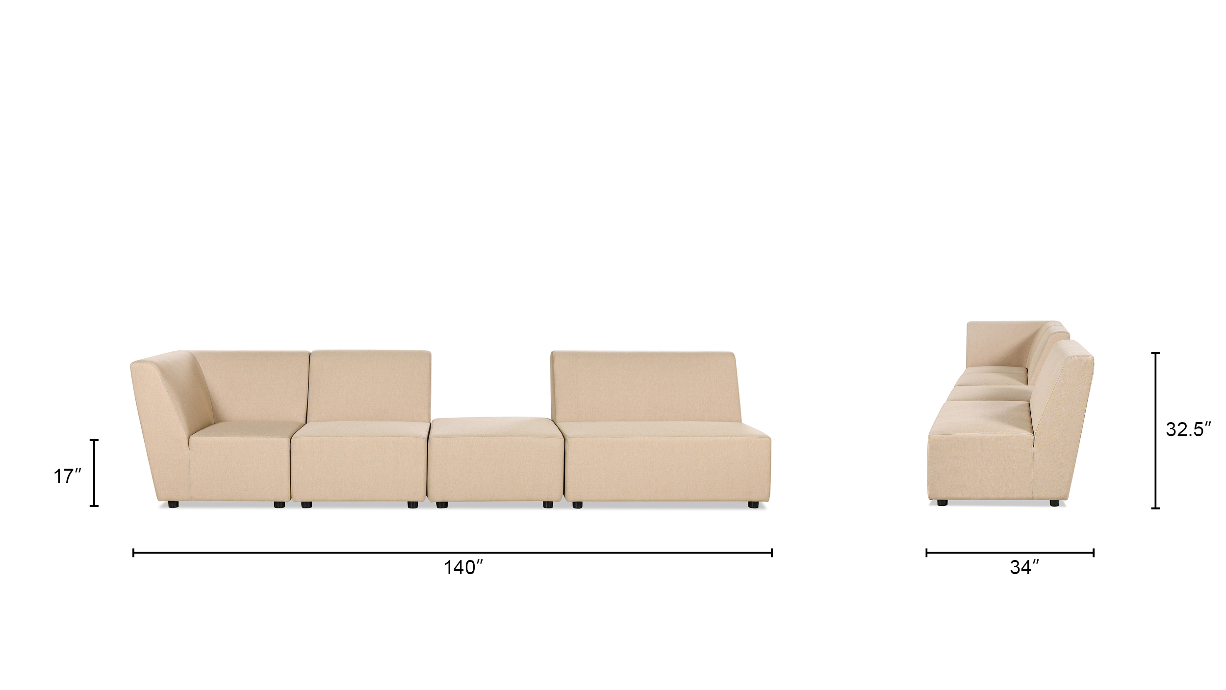 WJasper 3pc Upholstered Patio Deep Seating Conversation Set, Wheat Beige