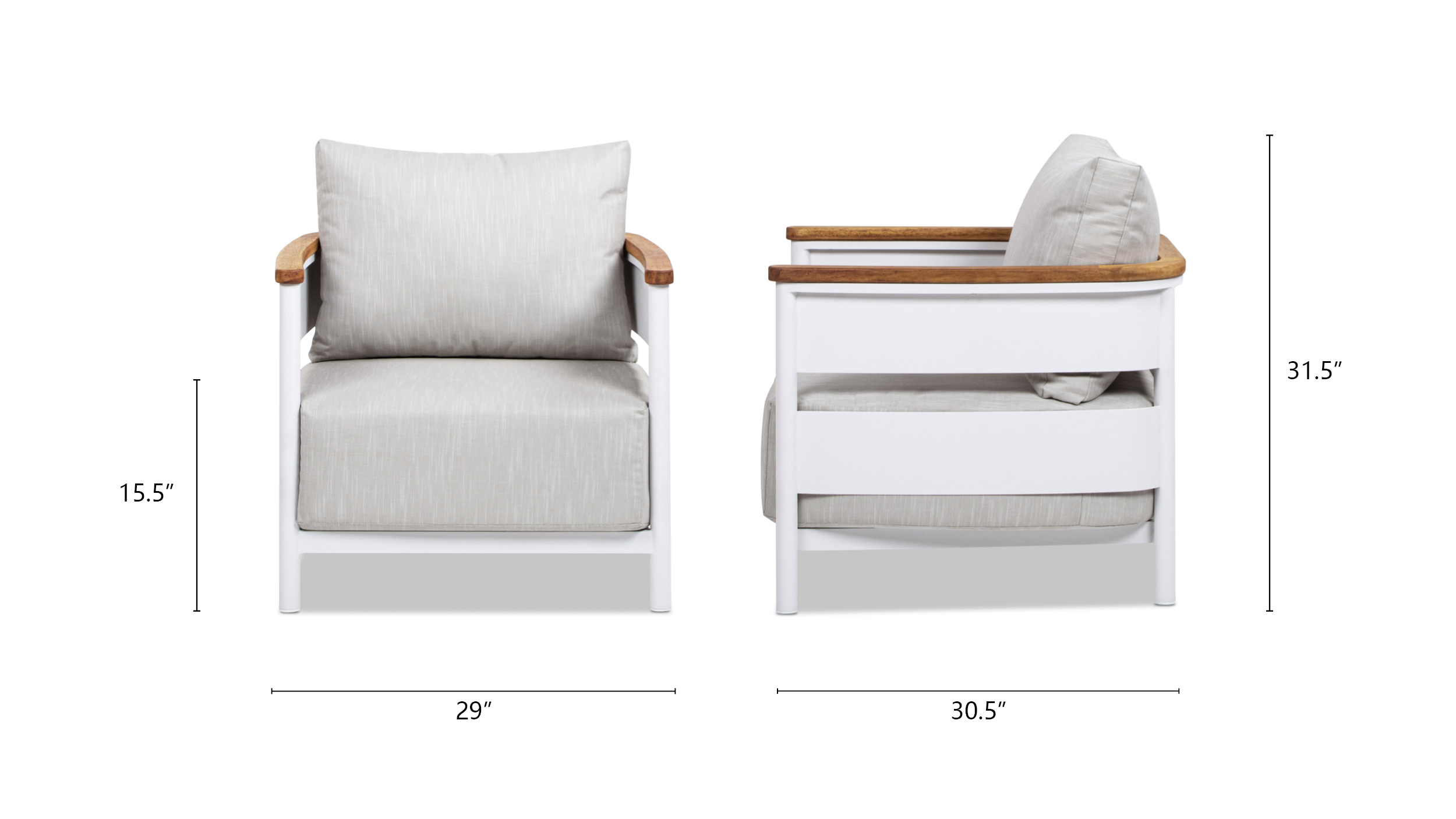 Rhodes Upholstered Teak & Aluminum Patio Arm Chair
