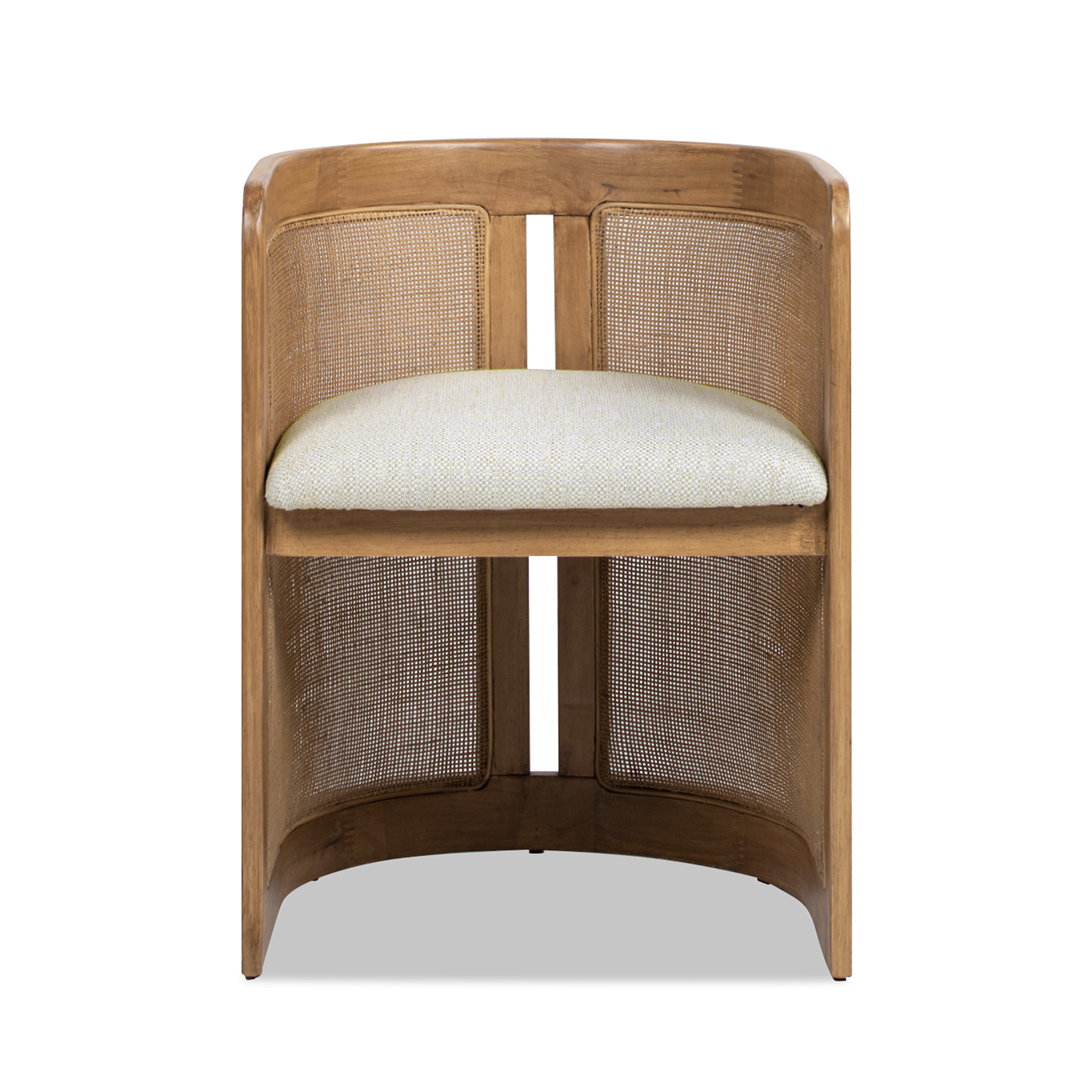 Lilith Curved Rattan Upholstered Dining Chair, White Pepper