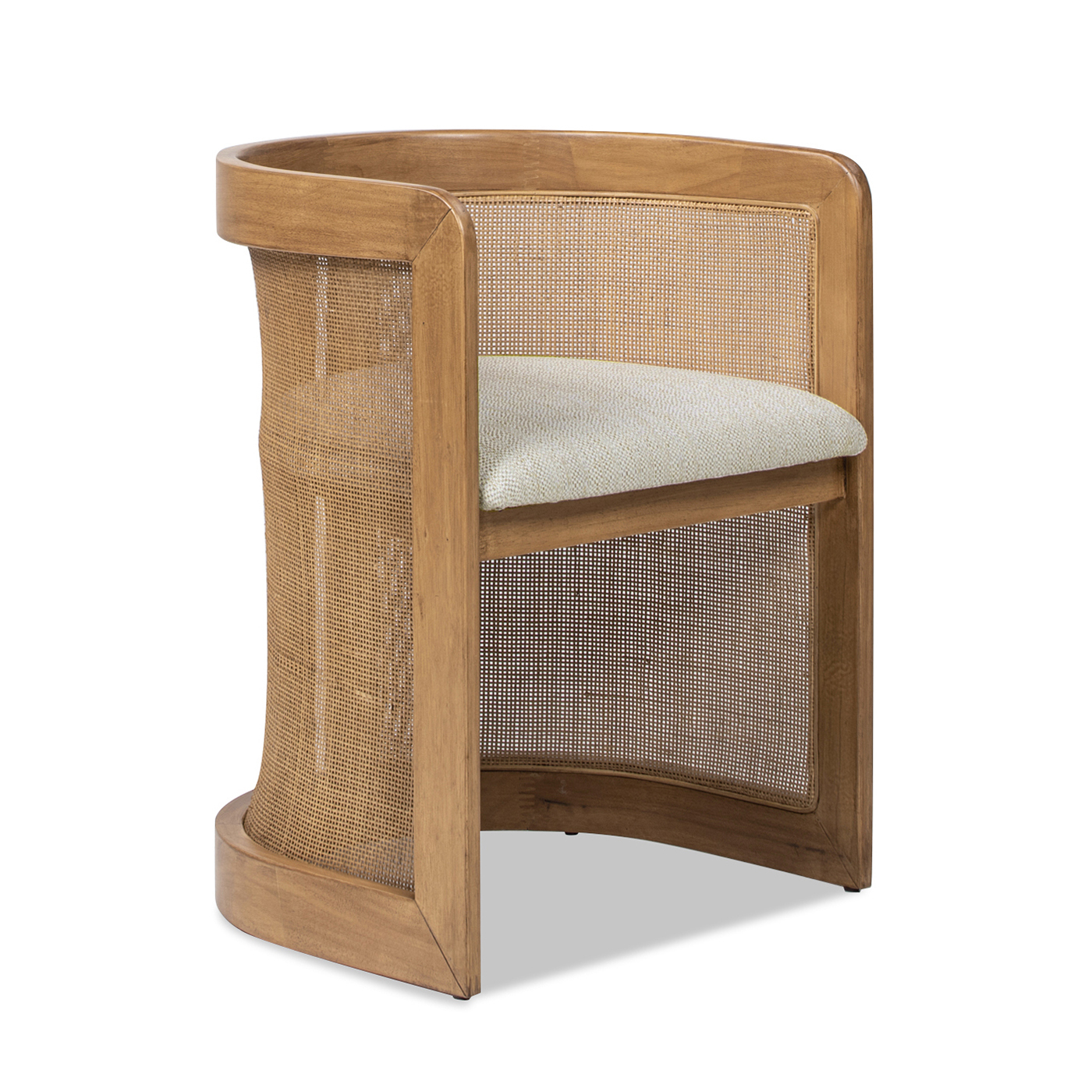 Lilith Curved Rattan Upholstered Dining Chair, White Pepper